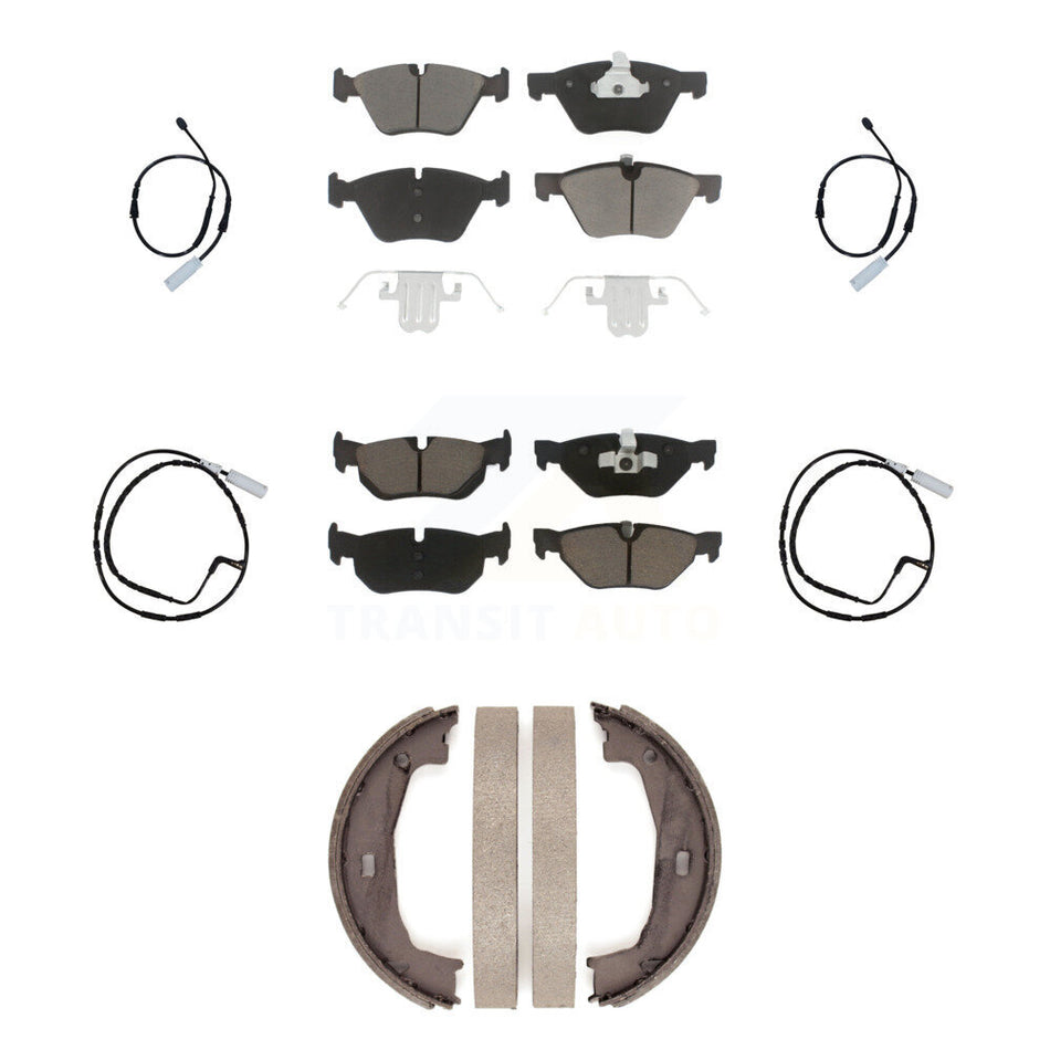 Front Rear Ceramic Disc Brake Pads And Wear Sensors Kit (7Pc) For BMW 128i 3.0L KCW-100422