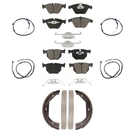 Front Rear Ceramic Brake Pads Wear Sensor Kit (7Pc) For 13 BMW X1 xDrive35i with AWD 3.0L KCW-100428
