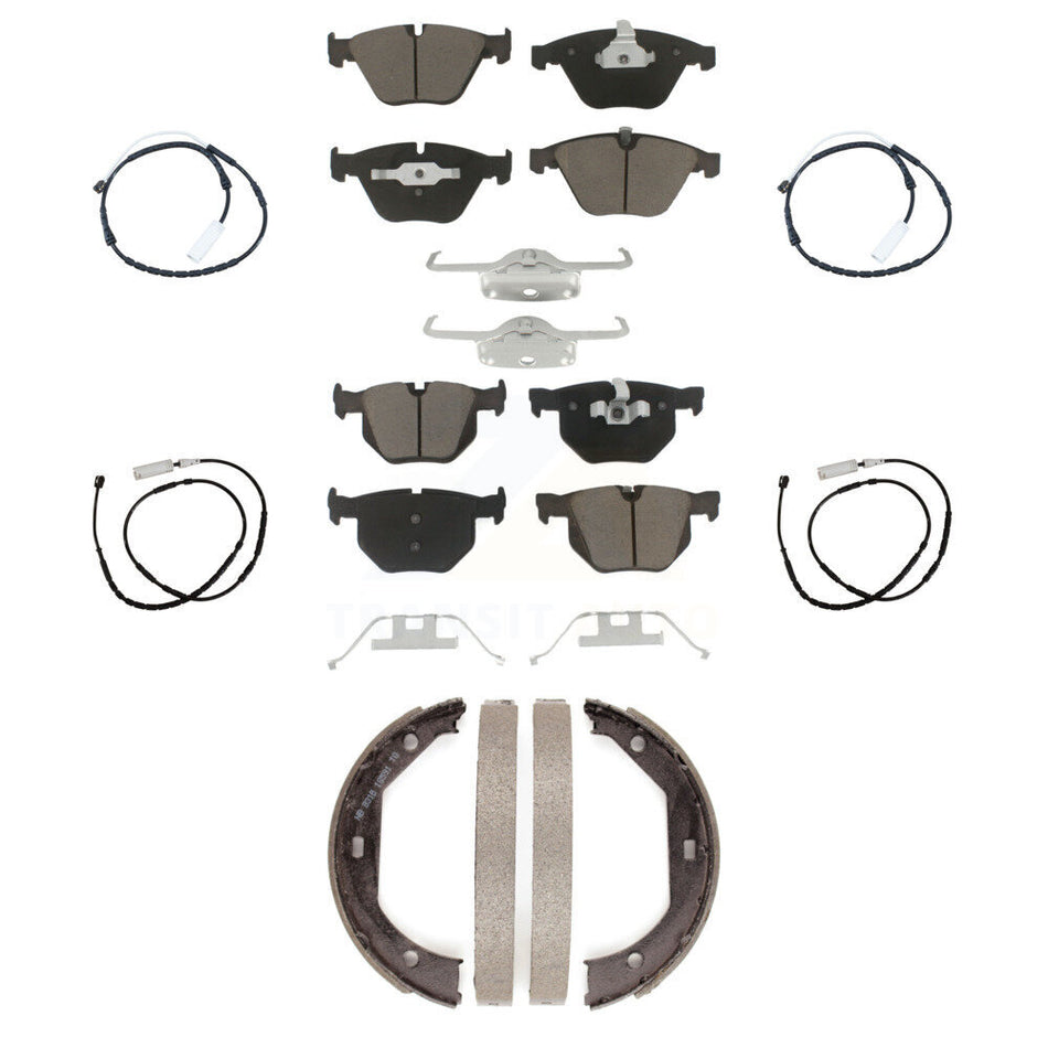 Front Rear Ceramic Brake Pads Wear Sensor Kit (7Pc) For 13 BMW X1 xDrive35i with AWD 3.0L KCW-100428