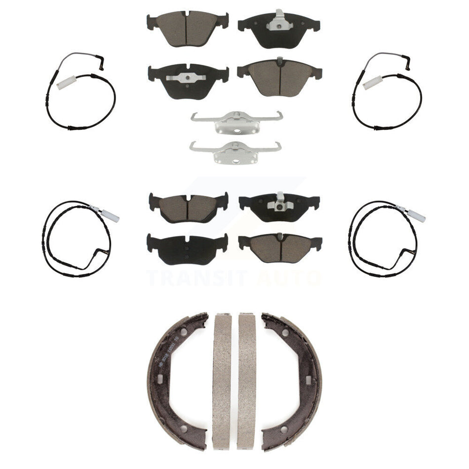 Front Rear Ceramic Disc Brake Pads And Wear Sensors Kit (7Pc) For BMW 328i KCW-100431