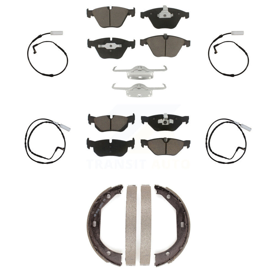 Front Rear Ceramic Disc Brake Pads And Wear Sensors Kit (7Pc) For BMW 328i KCW-100432