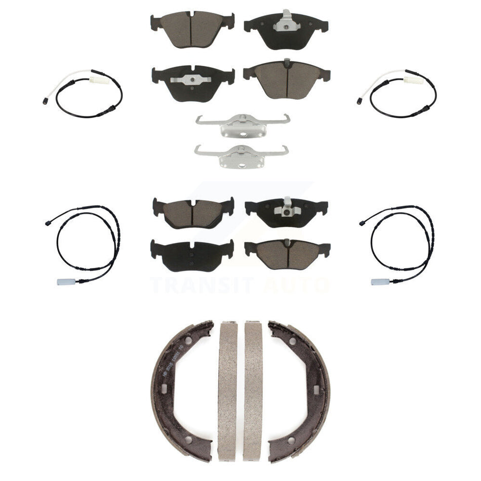 Front Rear Ceramic Disc Brake Pads And Wear Sensors Kit (7Pc) For BMW 328i xDrive KCW-100436