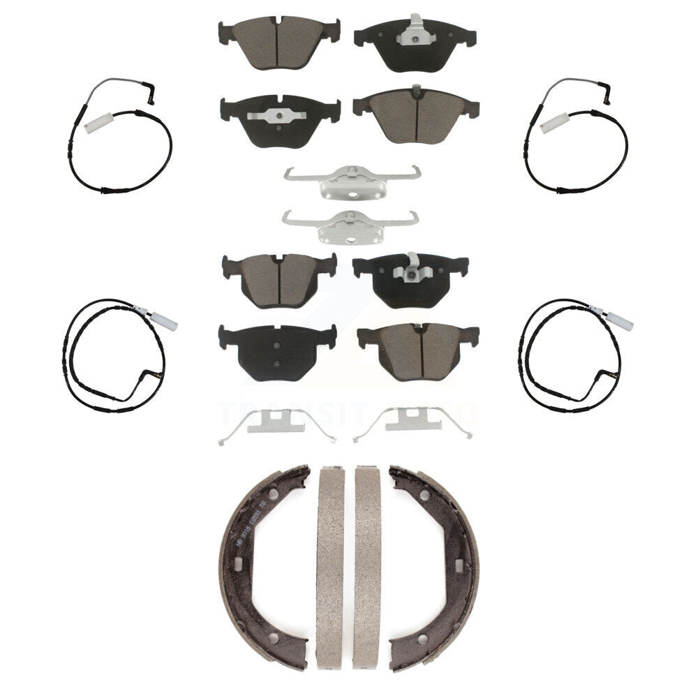 Front Rear Ceramic Disc Brake Pads And Wear Sensors Kit (7Pc) For BMW 335i 335d 3.0L KCW-100444