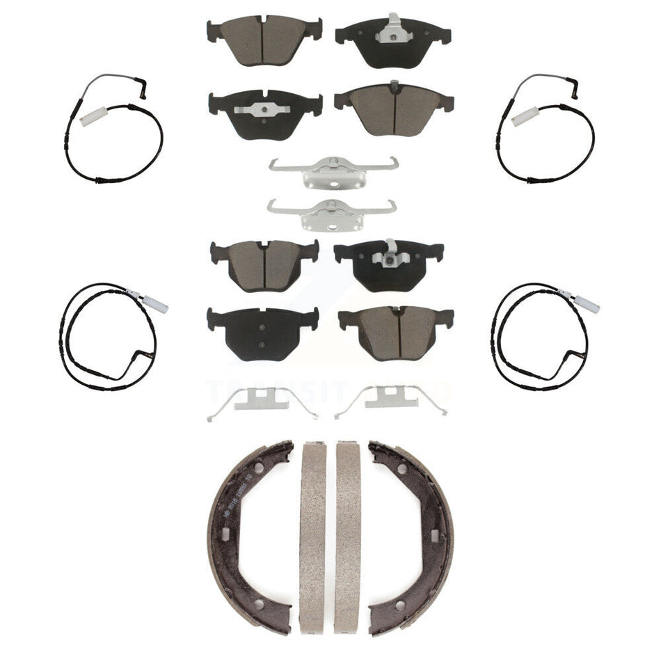 Front Rear Ceramic Disc Brake Pads And Wear Sensors Kit (7Pc) For BMW 335i 335d 3.0L KCW-100444