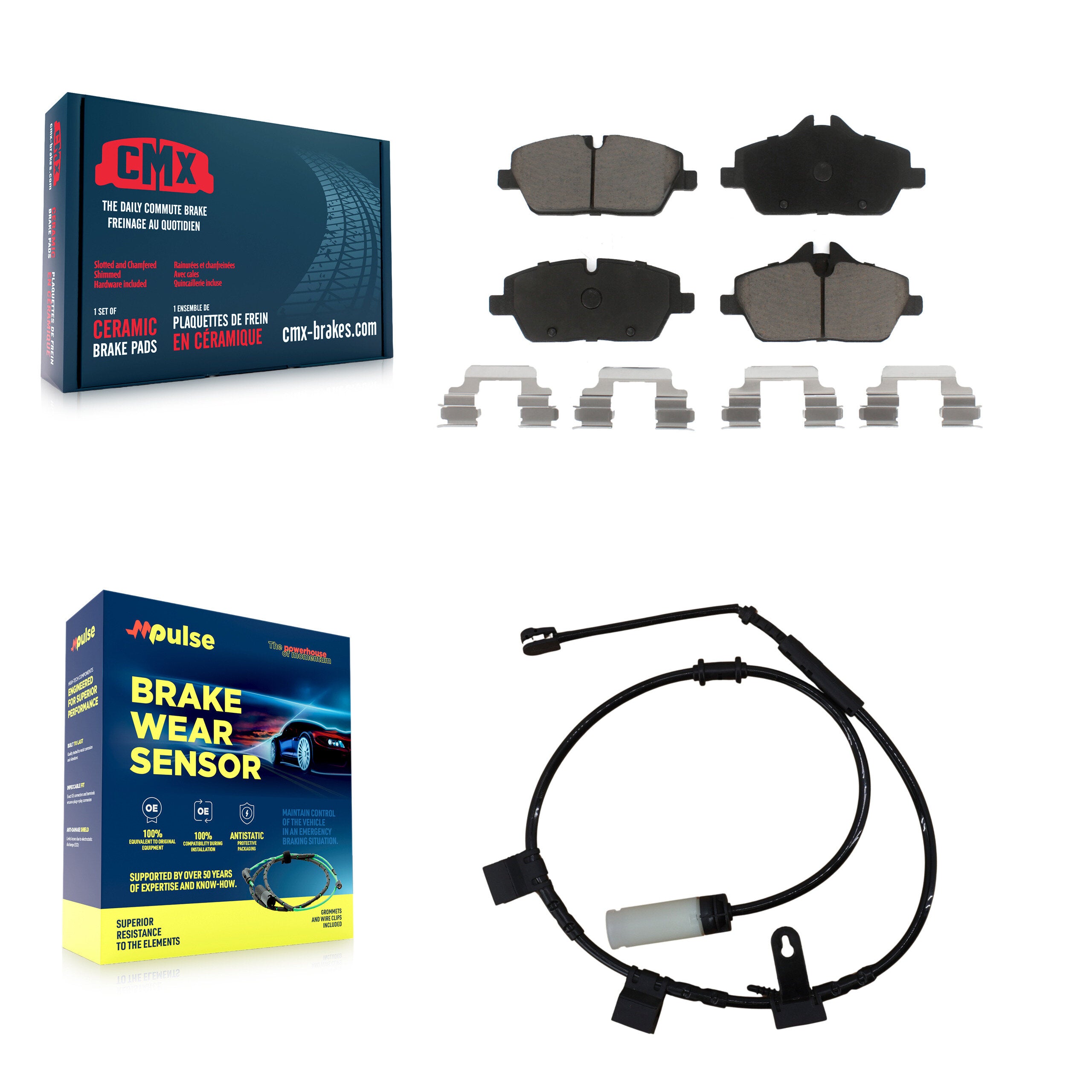 Front Ceramic Brake Pad & Wear Sensor Kit For Mini Cooper With 280mm Diameter Rotor KCW-100457