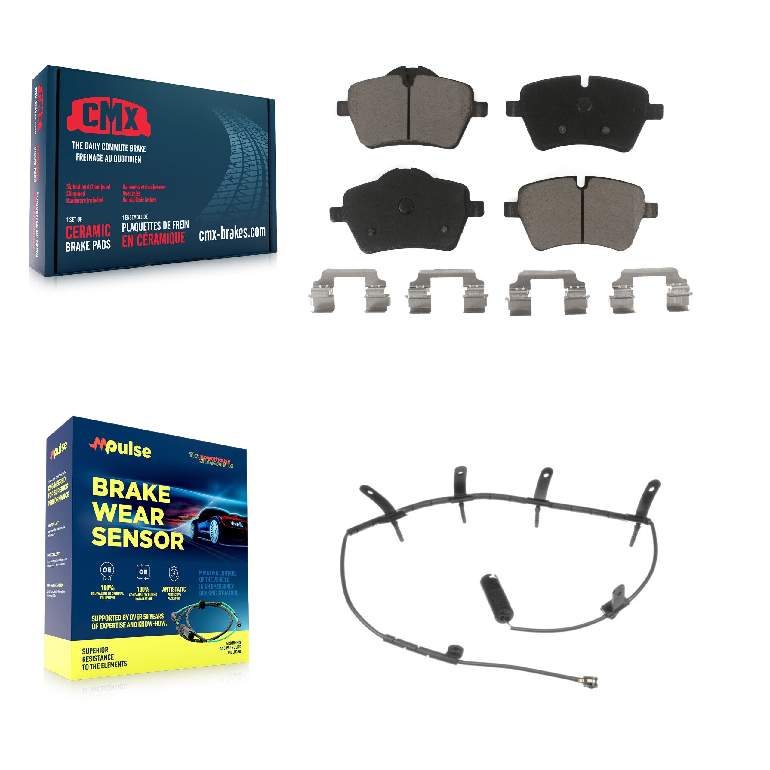 Front Ceramic Brake Pad & Wear Sensor Kit For Mini Cooper With 294mm Diameter Rotor KCW-100467