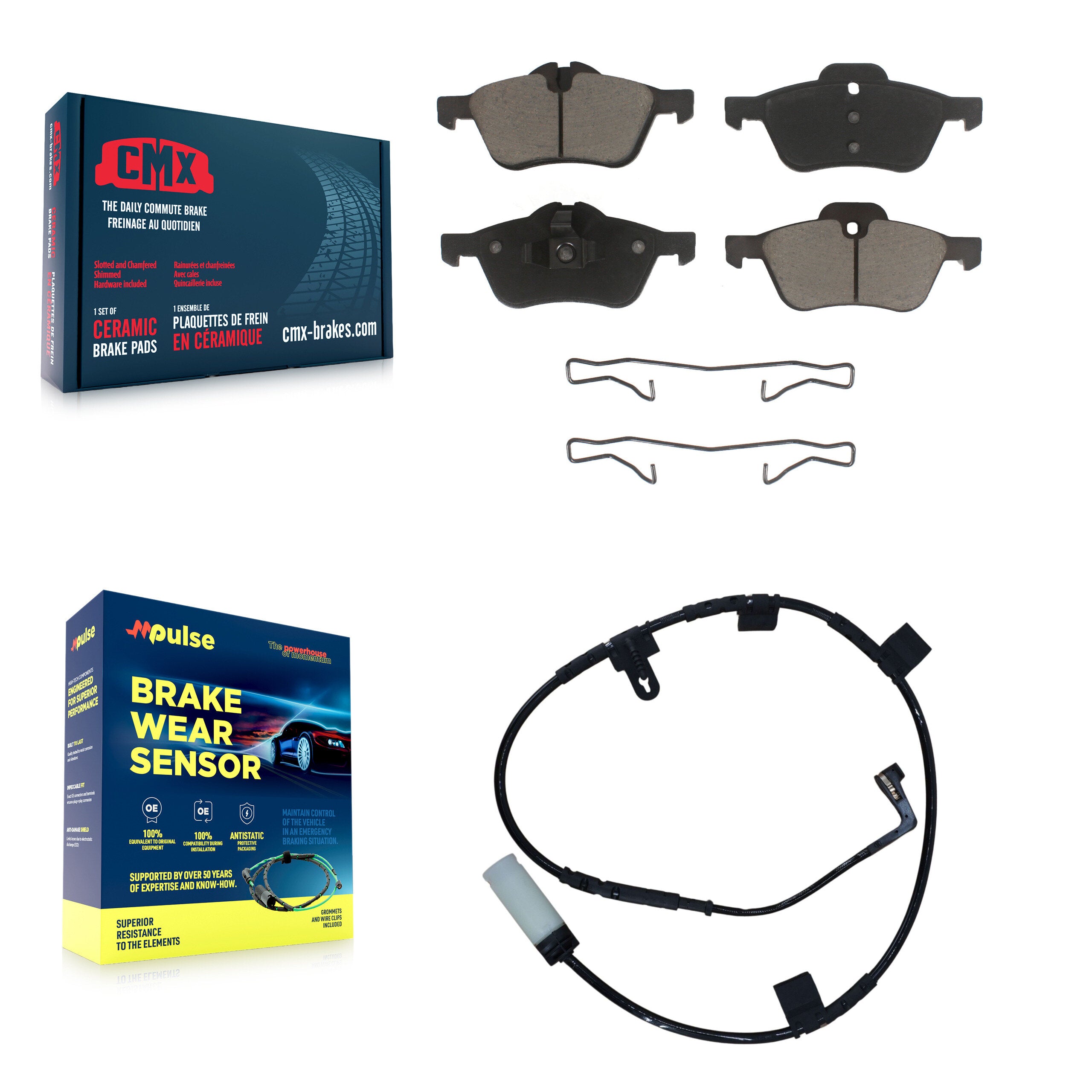 Front Ceramic Brake Pad & Wear Sensor Kit For Mini Cooper With 276mm Diameter Rotor KCW-100469
