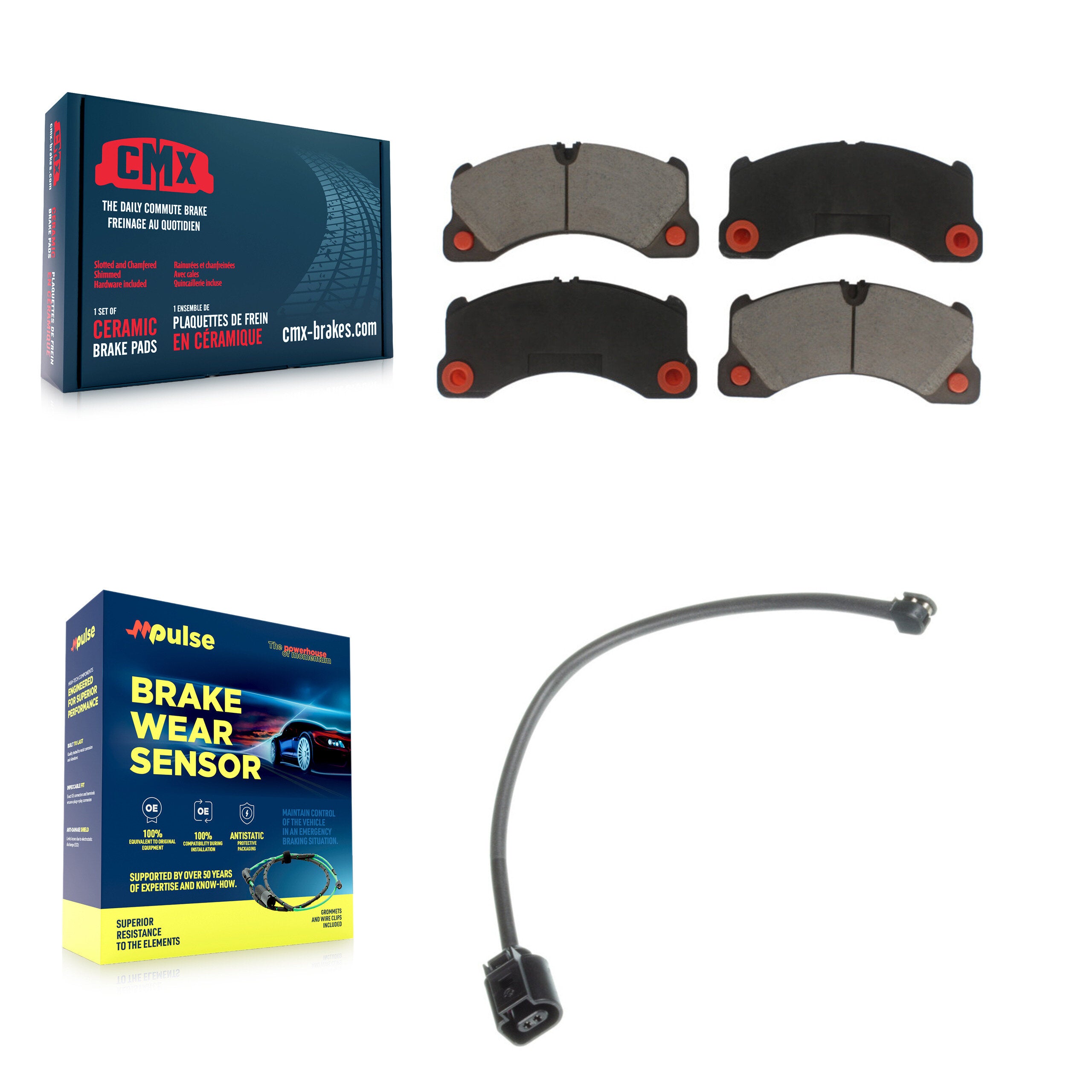 Front Ceramic Brake Pad & Wear Sensor Kit For Porsche Cayenne Volkswagen Touareg Panamera KCW-100470