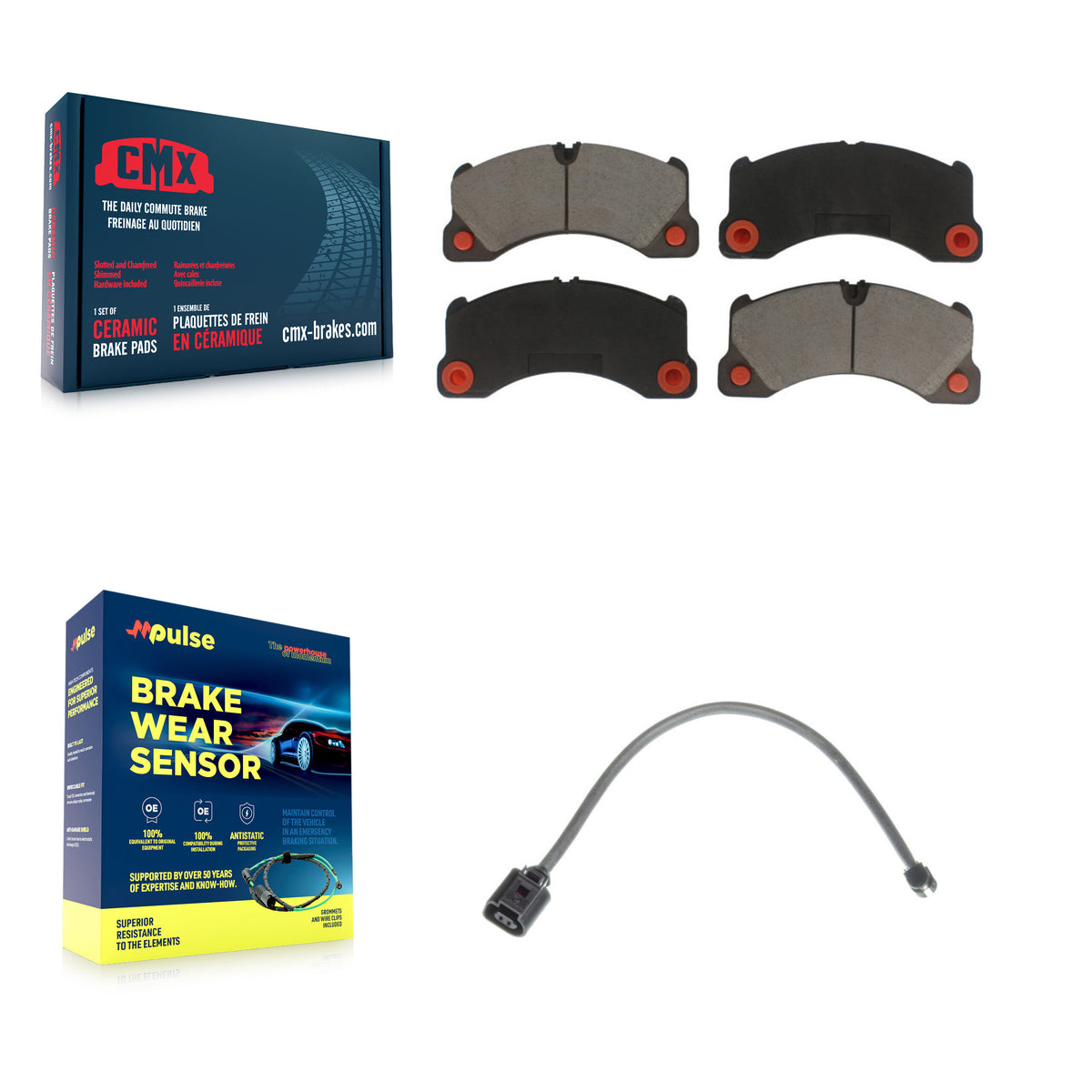 Front Ceramic Disc Brake Pads And Wear Sensors Kit For Volkswagen Touareg KCW-100472