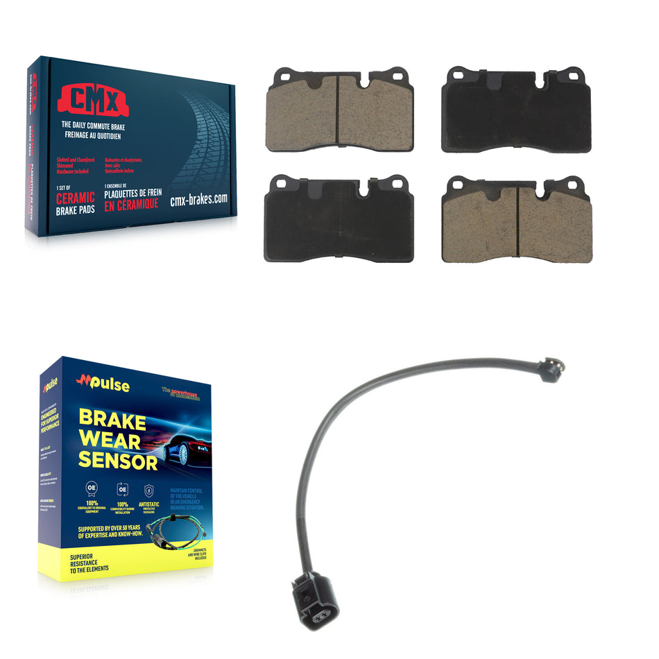 Front Ceramic Disc Brake Pads And Wear Sensors Kit For Volkswagen Touareg KCW-100473