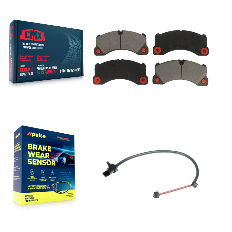 Front Ceramic Disc Brake Pads And Wear Sensors Kit For Porsche Macan with Rotor KCW-100475