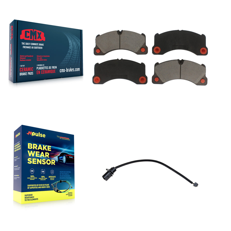 Front Ceramic Disc Brake Pads And Wear Sensors Kit For 2017 Porsche Macan 2.0L KCW-100478