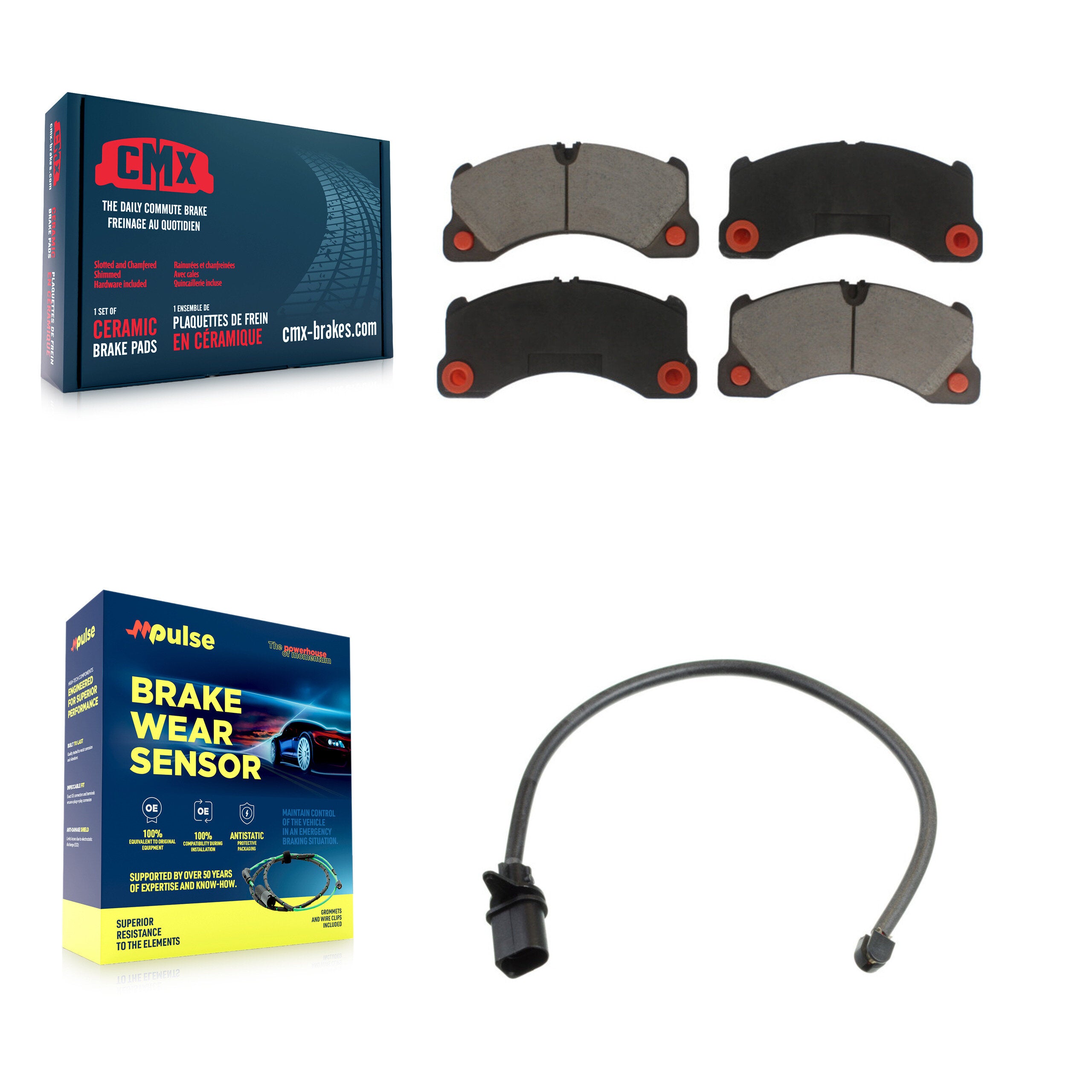 Front Ceramic Brake Pad Wear Sensor Kit For Porsche Macan without Composite KCW-100479