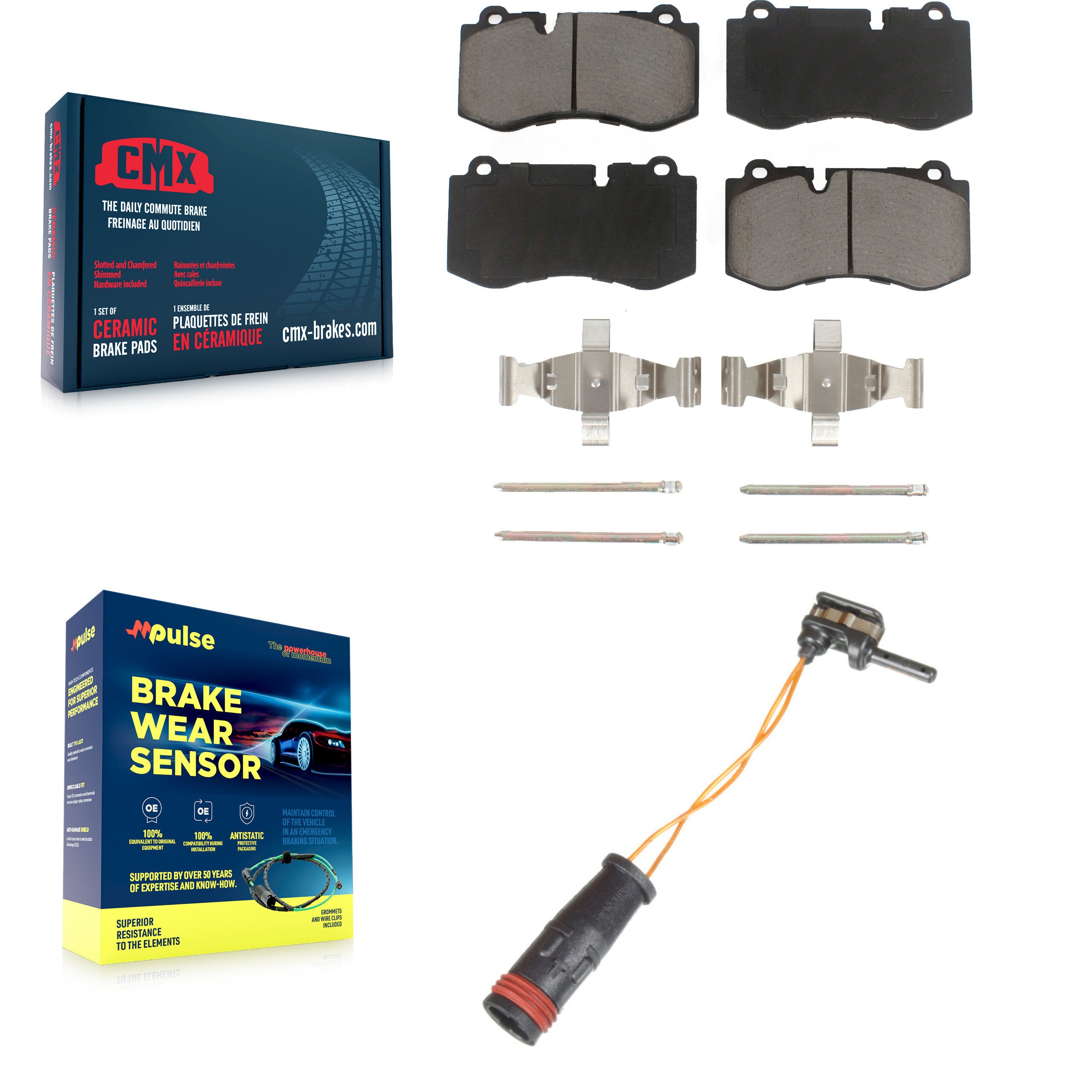 Front Ceramic Disc Brake Pads And Wear Sensors Kit For Mercedes-Benz SL550 S350 CL550 KCW-100503