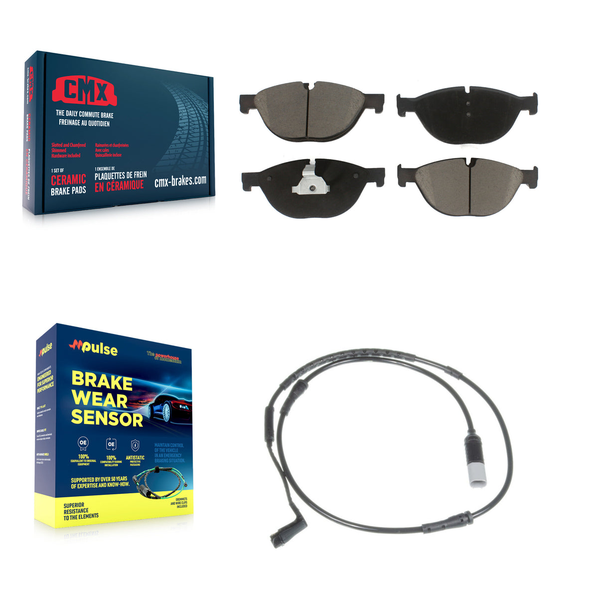 Front Ceramic Disc Brake Pads And Wear Sensors Kit For 2009 BMW 750i 750Li KCW-100511