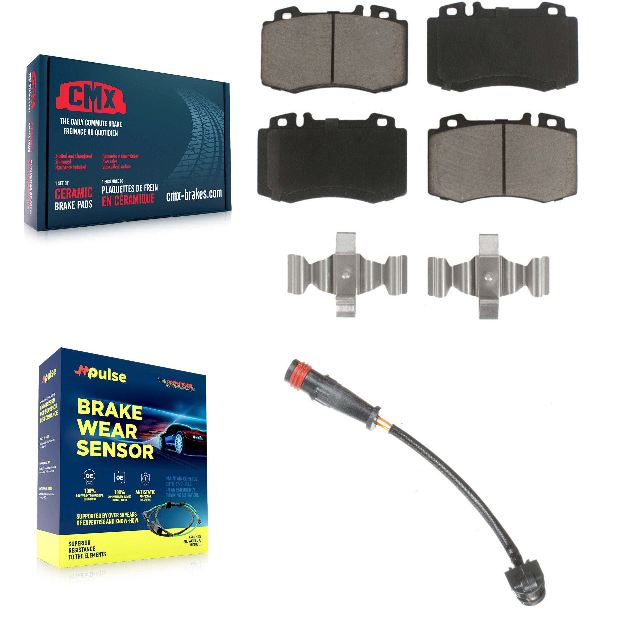 Front Ceramic Disc Brake Pads And Wear Sensors Kit For Mercedes-Benz SL500 SLK55 AMG KCW-100518