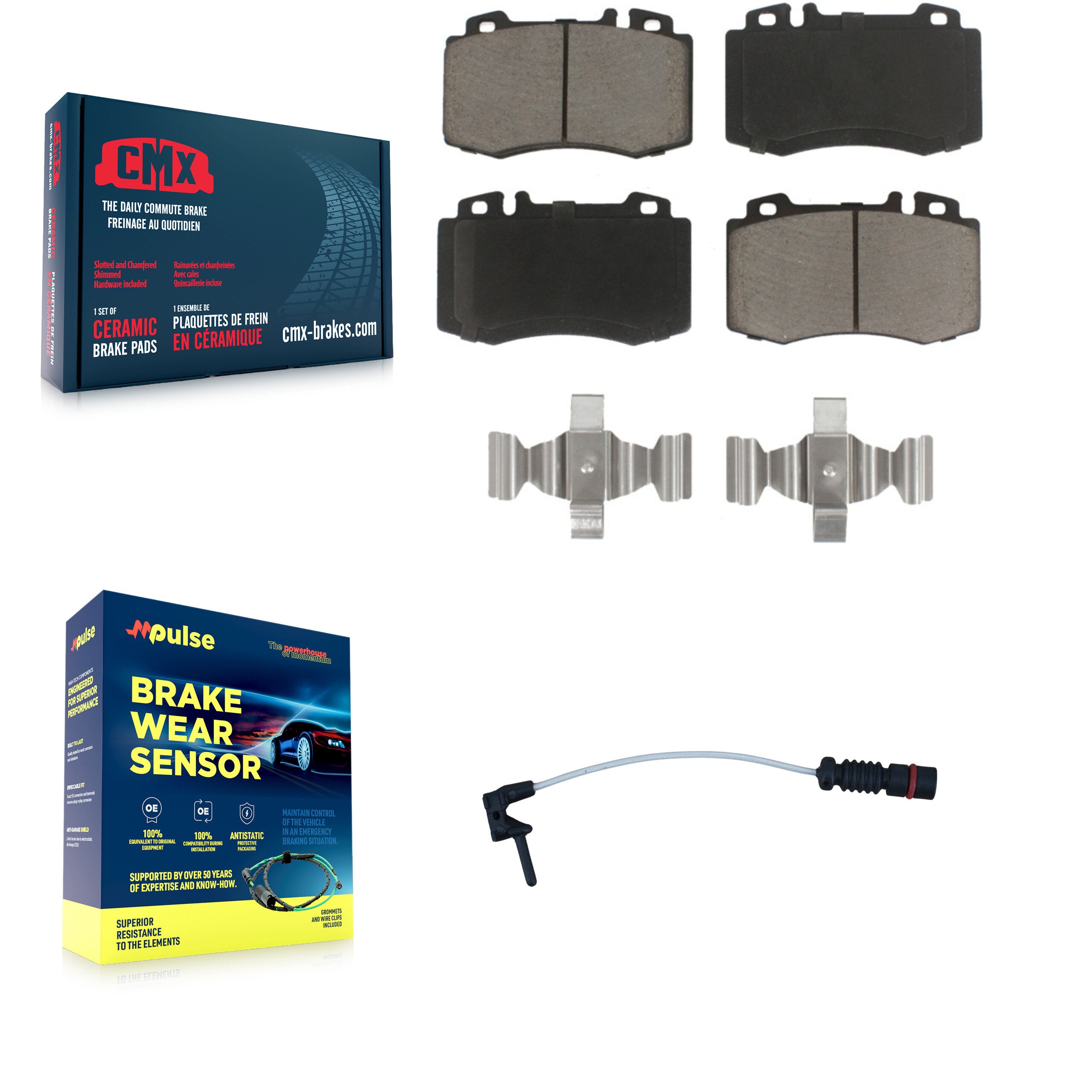 Front Ceramic Disc Brake Pads And Wear Sensors Kit For Mercedes-Benz ML500 ML430 ML55 AMG KCW-100519
