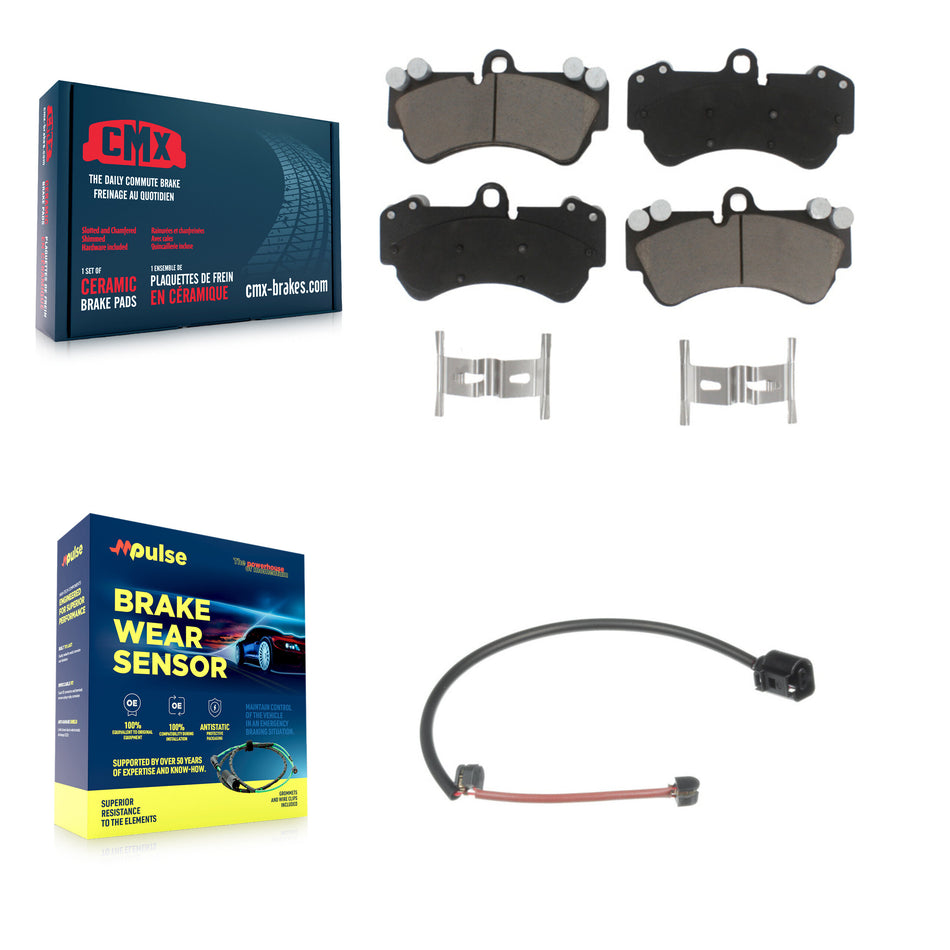 Front Ceramic Disc Brake Pads And Wear Sensors Kit For Porsche Cayenne KCW-100522