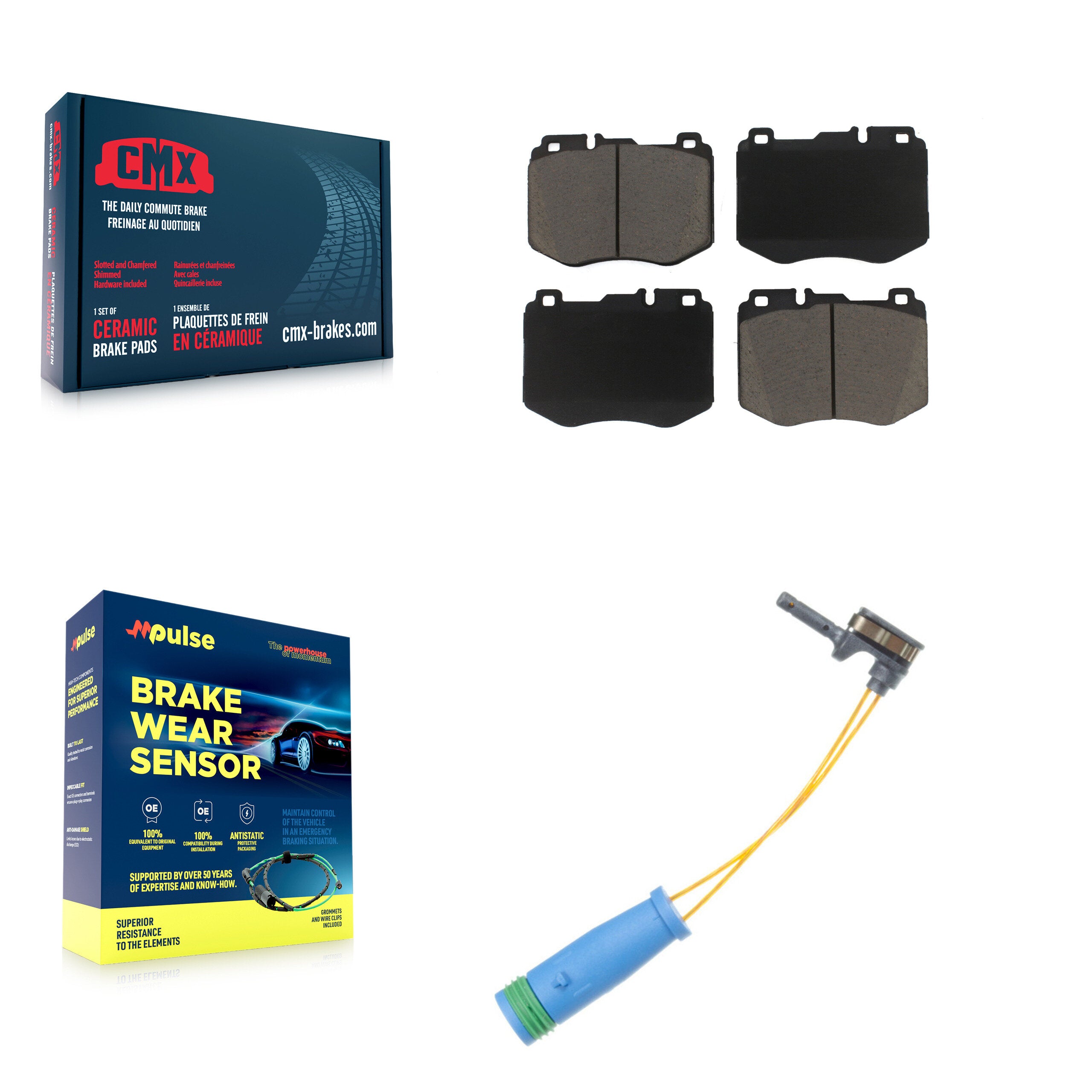 Front Ceramic Disc Brake Pad Wear Sensor Kit For Mercedes-Benz C300 GLC300 E300 C400 E350 KCW-100538