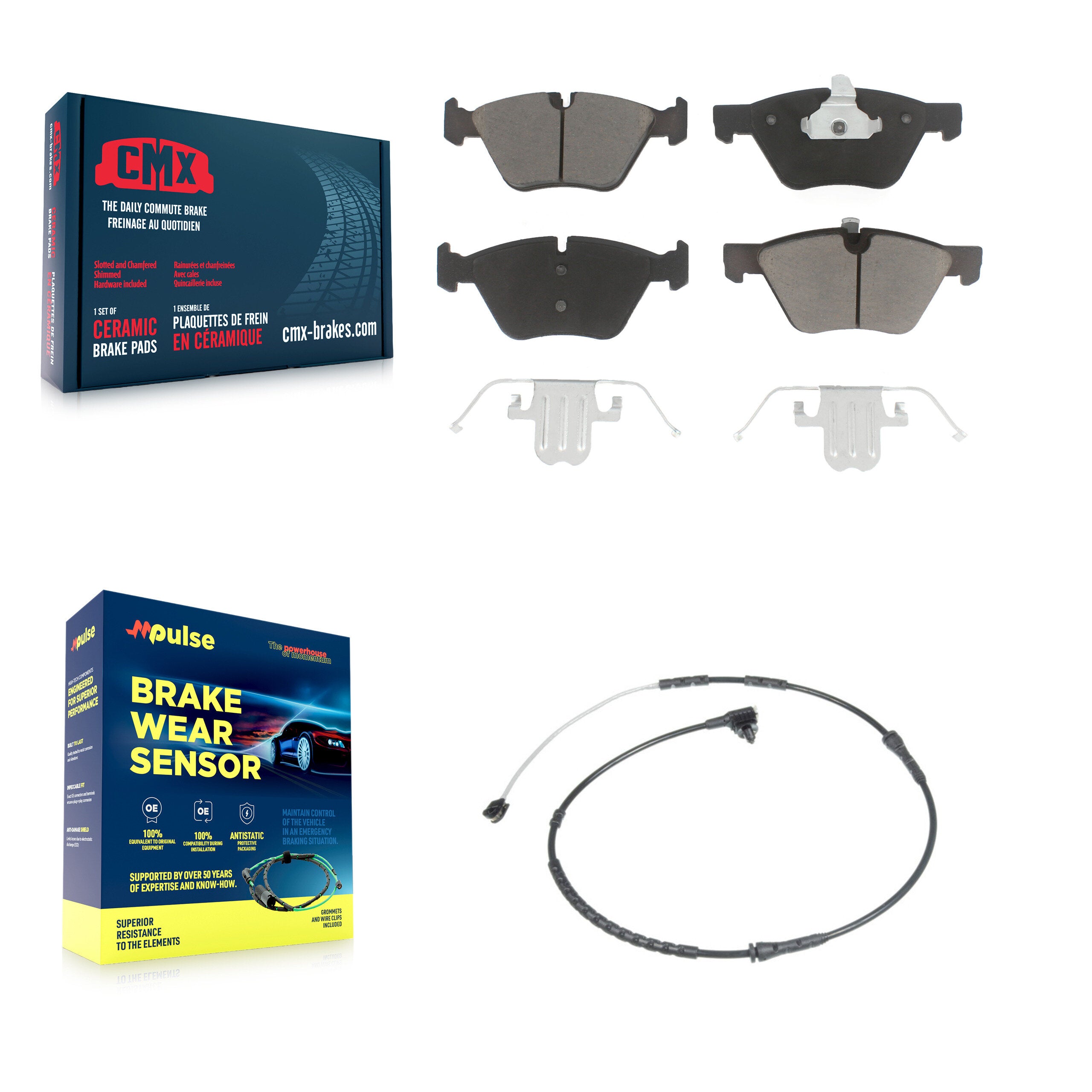 Front Ceramic Disc Brake Pads And Wear Sensors Kit For BMW Z4 KCW-100550
