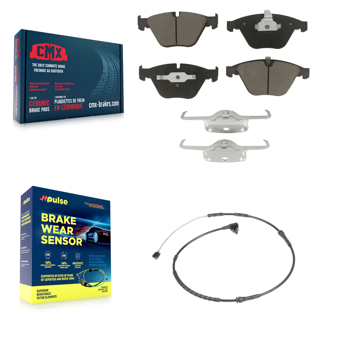 Front Ceramic Disc Brake Pads And Wear Sensors Kit For BMW Z4 KCW-100551