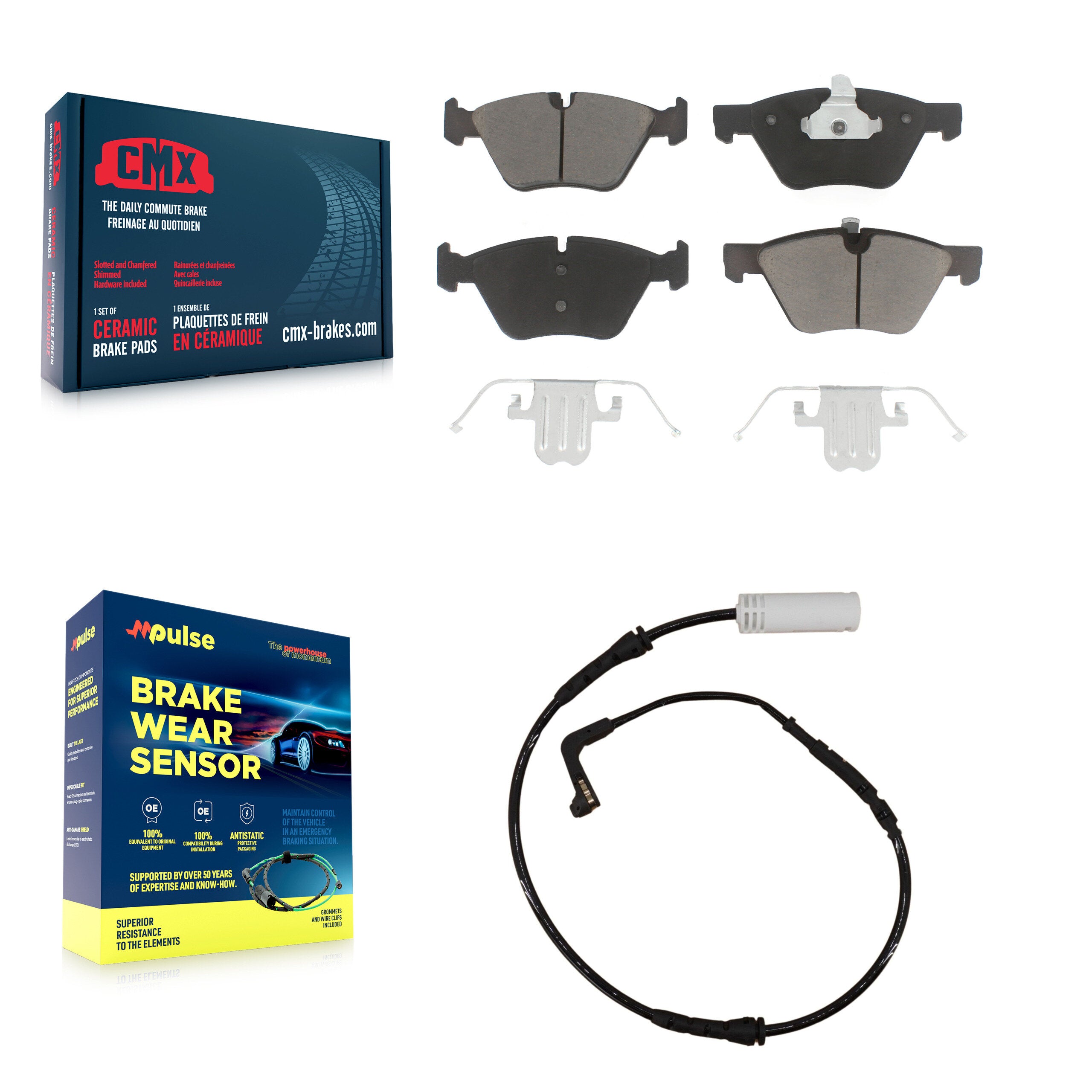 Front Ceramic Disc Brake Pads And Wear Sensors Kit For BMW 128i 328i 323i 325i 330i KCW-100553