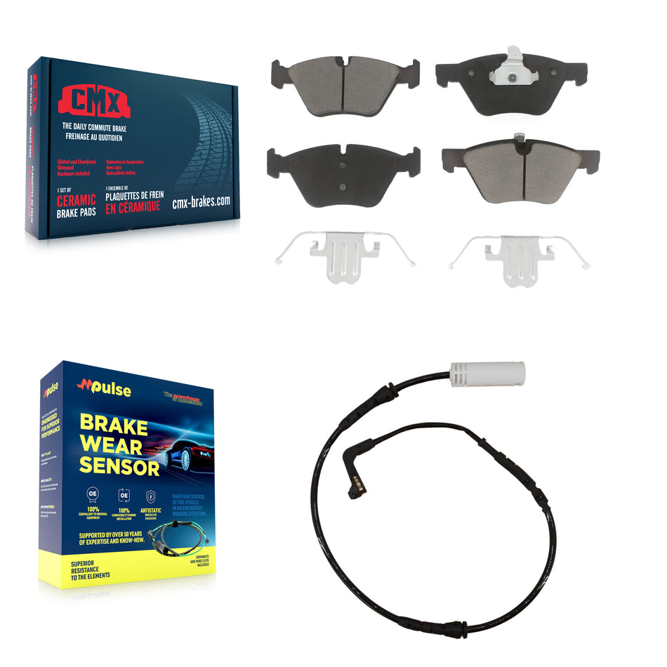 Front Ceramic Disc Brake Pads And Wear Sensors Kit For BMW 128i 328i 323i 325i 330i KCW-100553