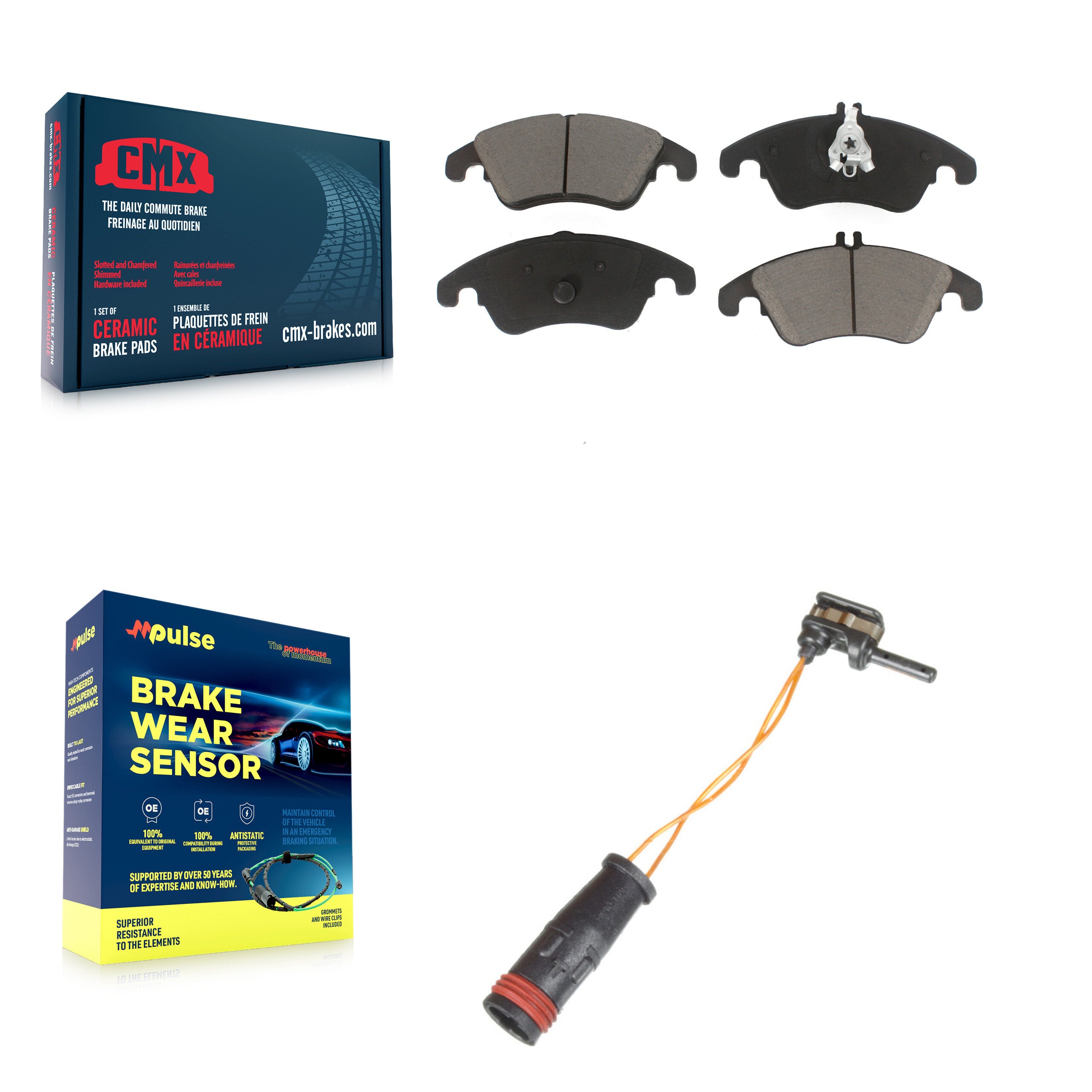 Front Ceramic Brake Pad & Wear Sensor Kit For Mercedes-Benz C300 E350 C350 E550 E250 E400 KCW-100574
