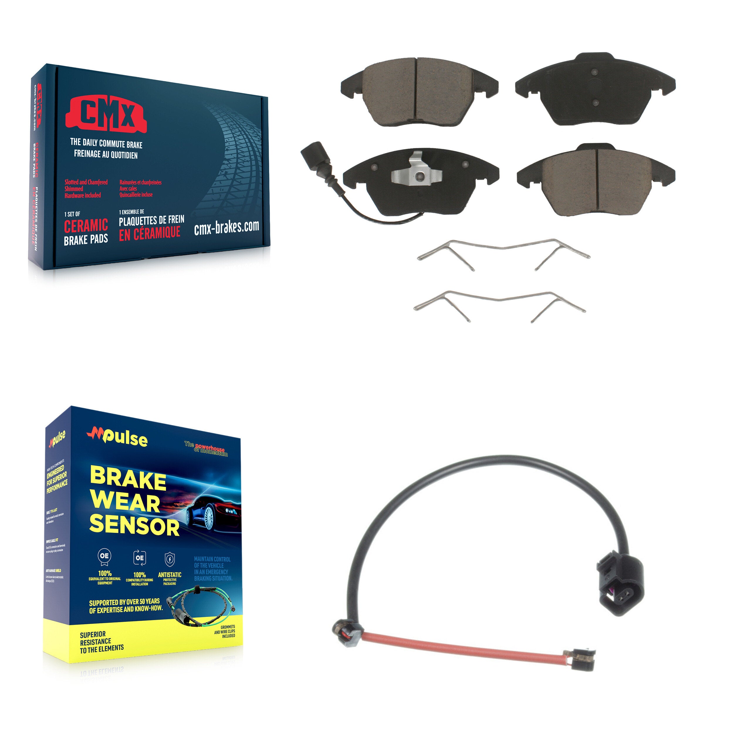 Front Ceramic Disc Brake Pad And Extra Wear Sensor Kit For 2012-2013 Audi TT Quattro 2.0L KCW-100581