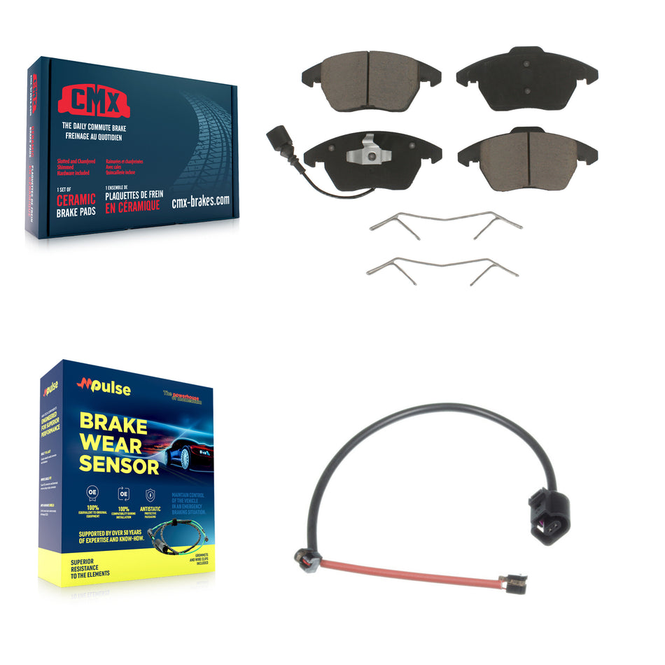 Front Ceramic Disc Brake Pad And Extra Wear Sensor Kit For 2012-2013 Audi TT Quattro 2.0L KCW-100581