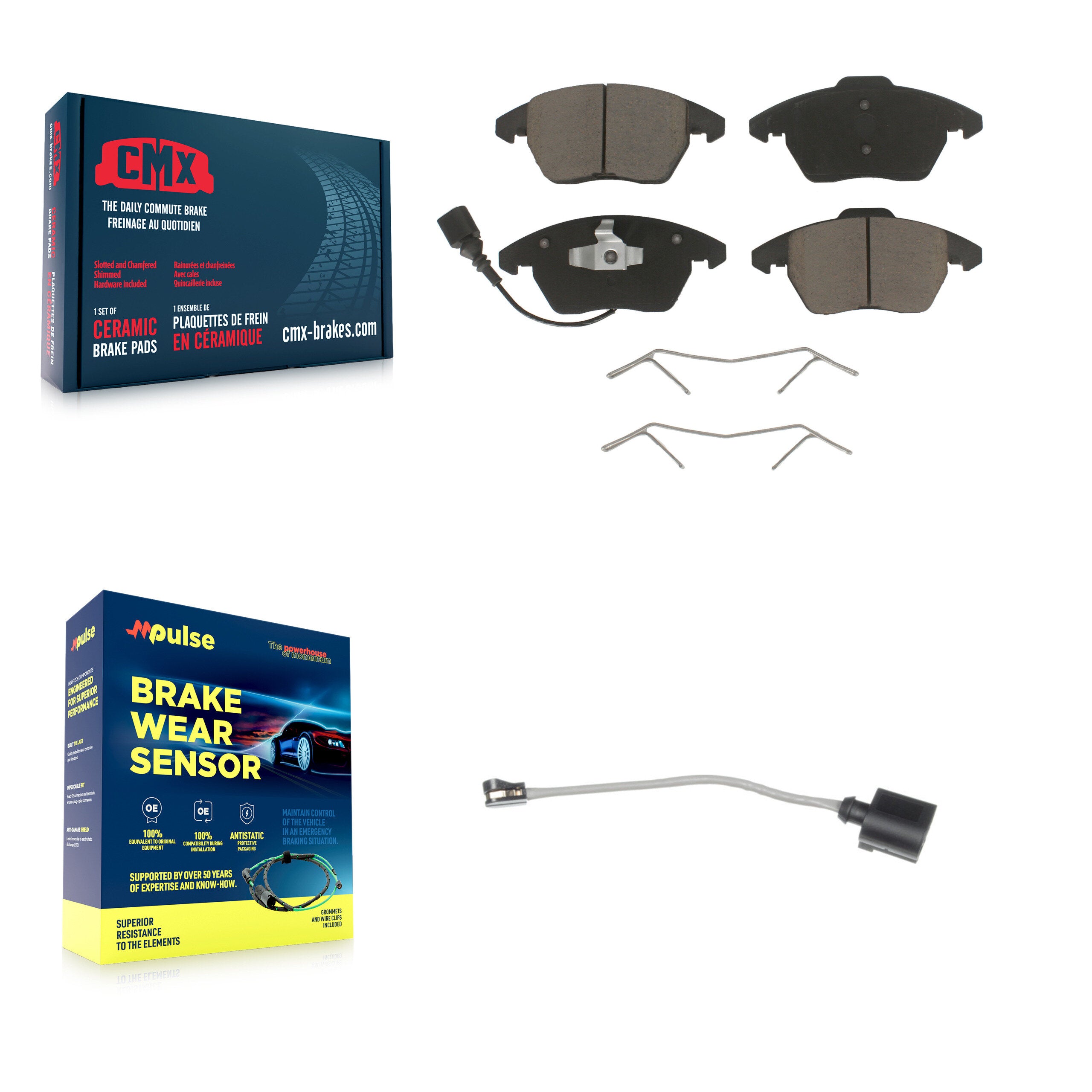 Front Ceramic Brake Pad & Extra Wear Sensor Kit For Audi A3 Quattro Volkswagen Golf Jetta KCW-100583
