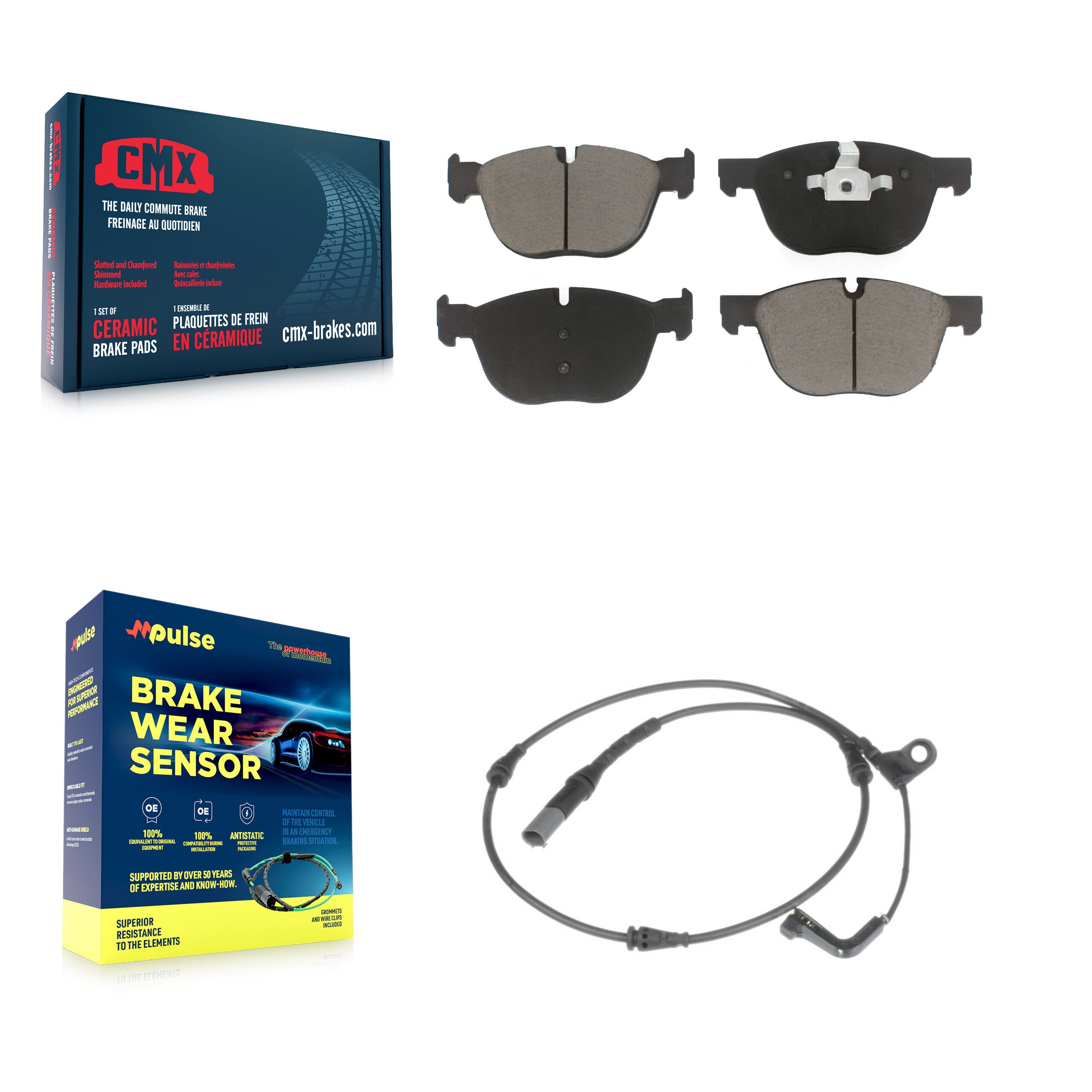 Front Ceramic Disc Brake Pads And Wear Sensors Kit For BMW X5 X6 KCW-100587