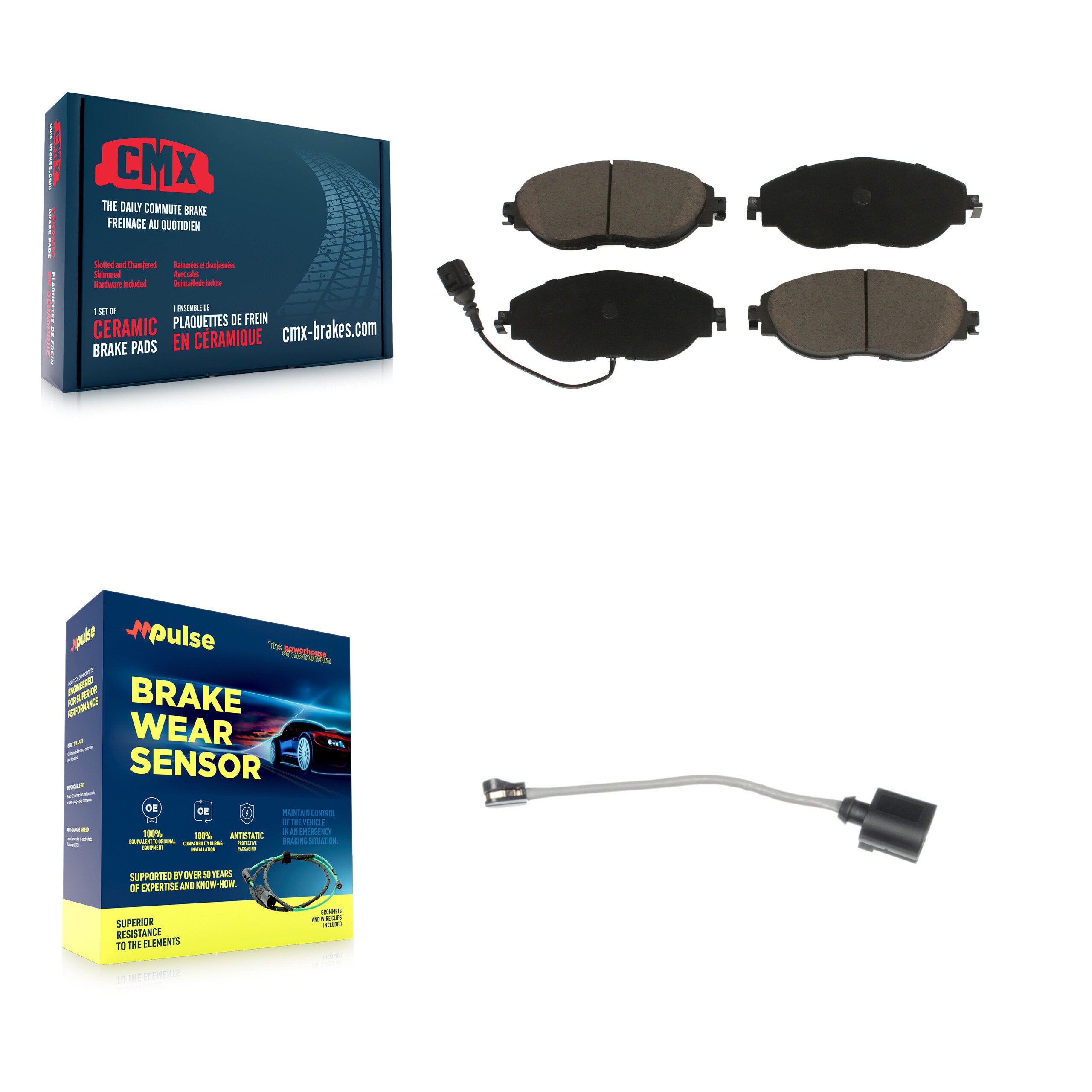 Front Ceramic Brake Pad & Extra Wear Sensor Kit For Volkswagen Tiguan Jetta Audi Q3 GTI R KCW-100598