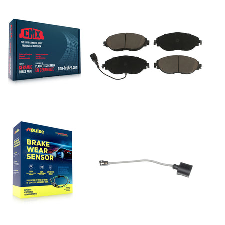 Front Ceramic Brake Pad & Extra Wear Sensor Kit For Volkswagen Tiguan Jetta Audi Q3 GTI R KCW-100598