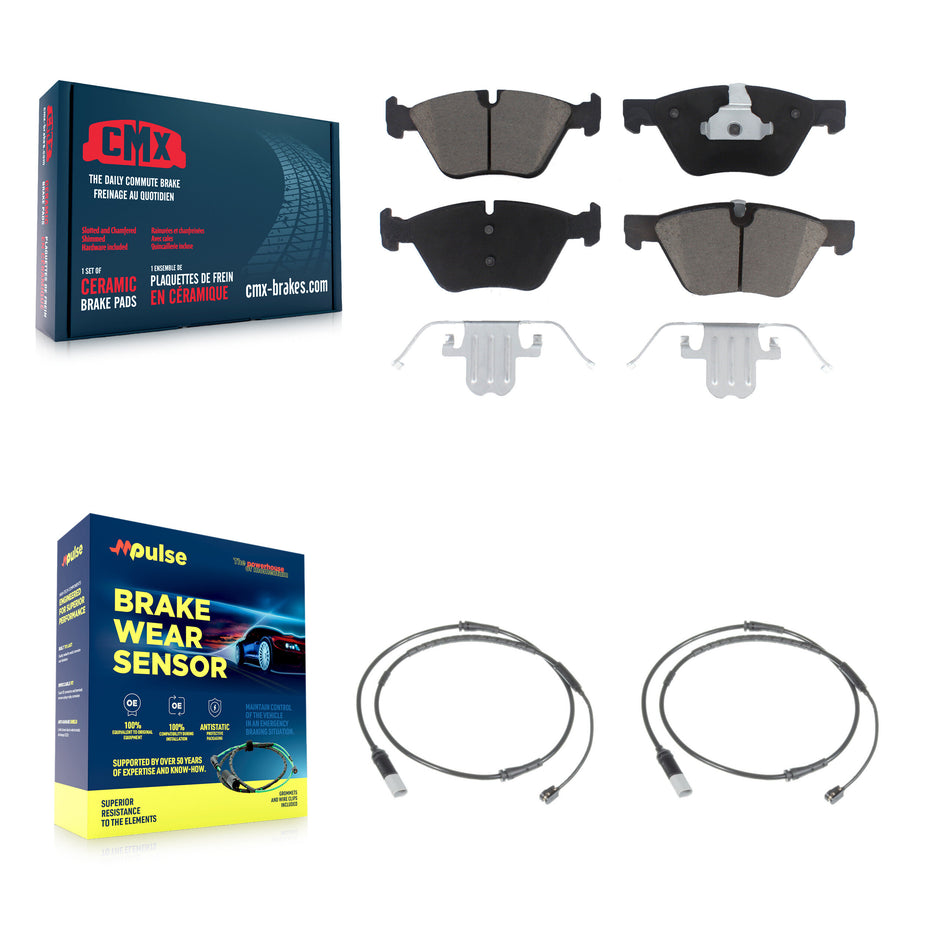 Front Ceramic Disc Brake Pads And Wear Sensor Pairs Kit For BMW 528i KCW-100606