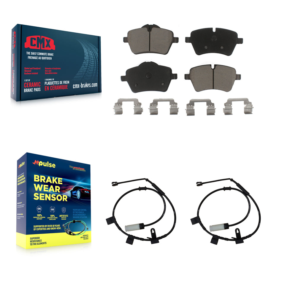 Front Ceramic Disc Brake Pads And Wear Sensor Pairs Kit For Mini Cooper KCW-100615
