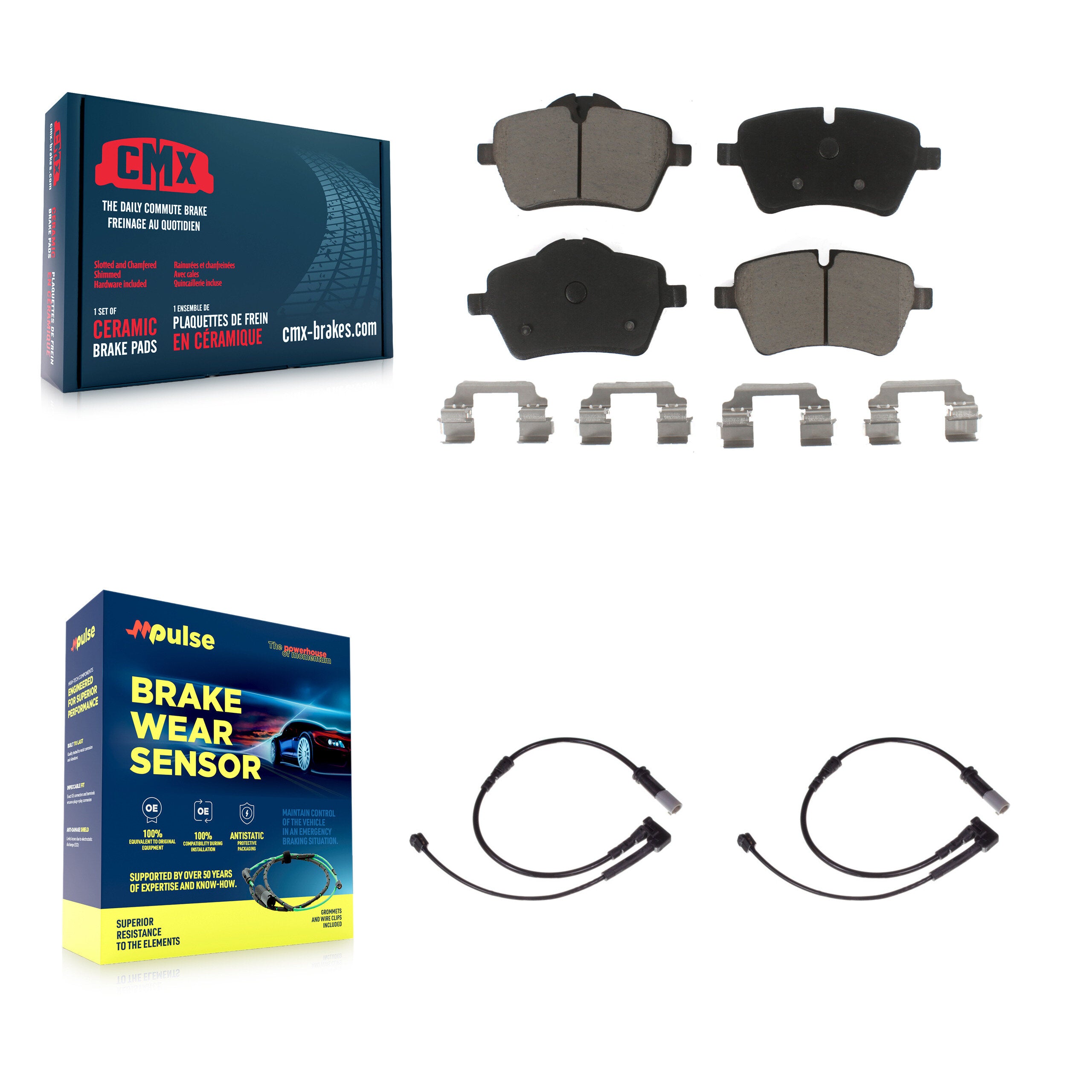 Front Ceramic Disc Brake Pads And Wear Sensor Pairs Kit For Mini Cooper KCW-100621