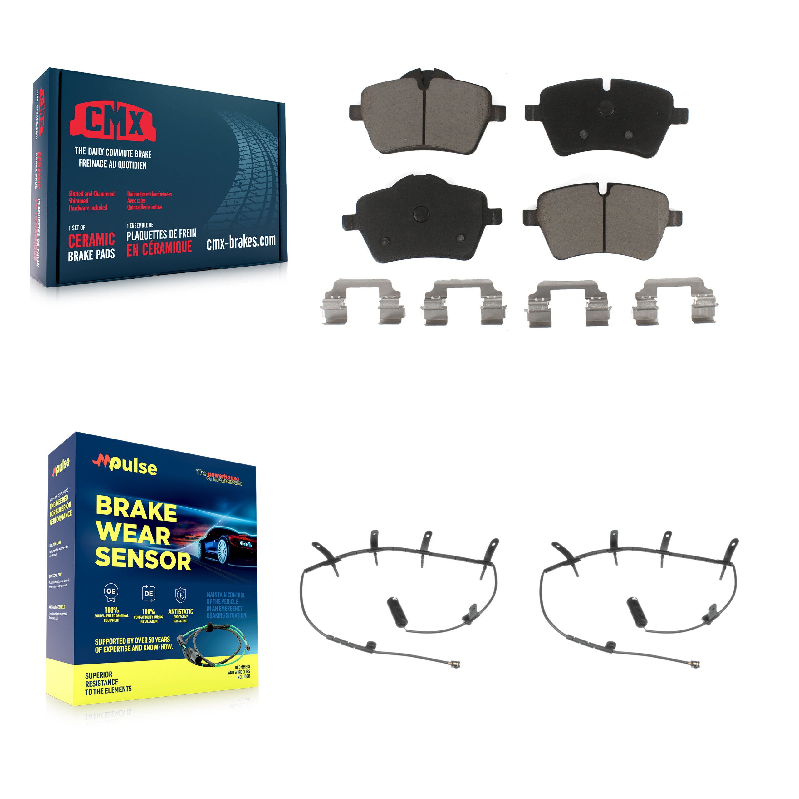 Front Ceramic Disc Brake Pads And Wear Sensor Pairs Kit For Mini Cooper KCW-100624