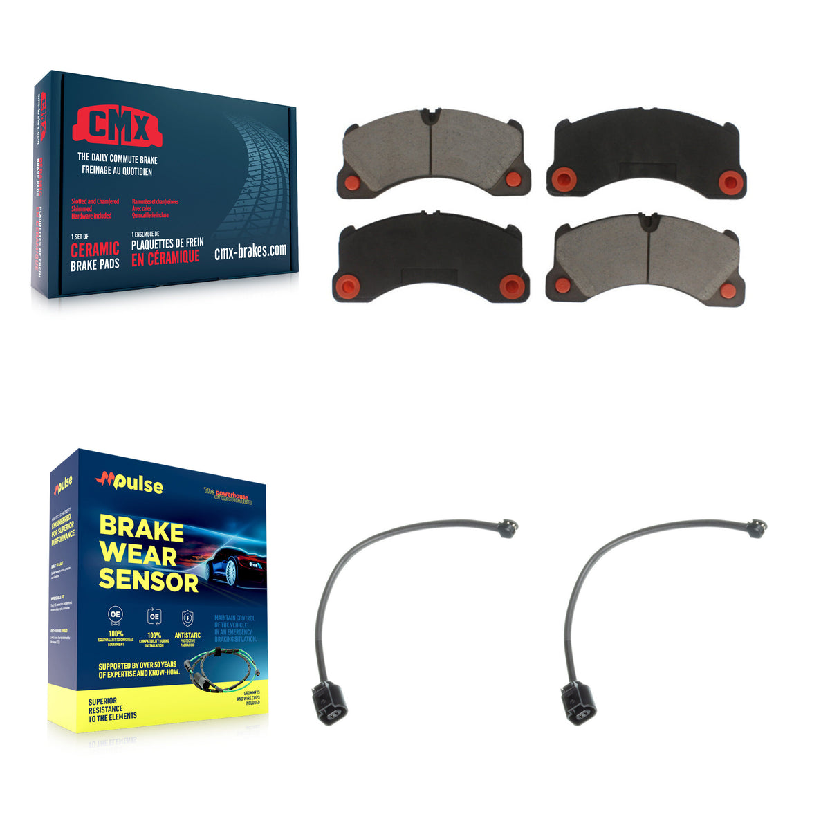 Front Ceramic Disc Brake Pads Wear Sensor Pair Kit For Porsche Cayenne Volkswagen Touareg KCW-100627