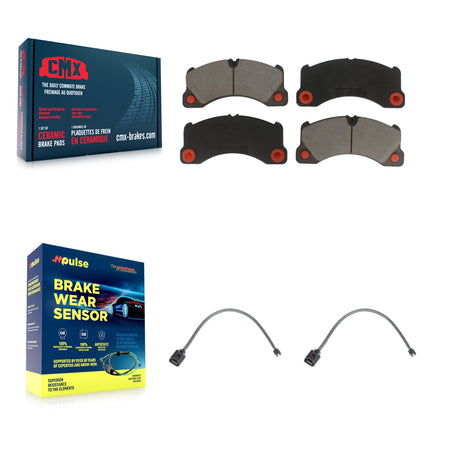 Front Ceramic Disc Brake Pads And Wear Sensor Pairs Kit For Volkswagen Touareg KCW-100629