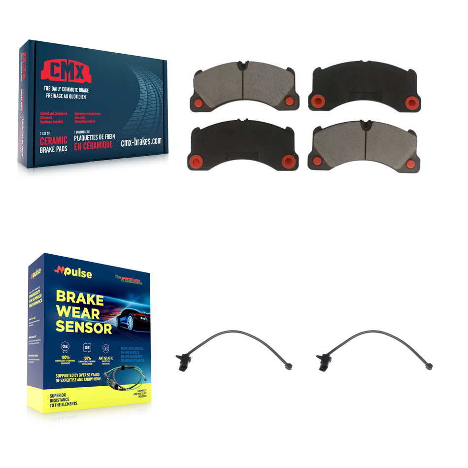 Front Ceramic Disc Brake Pads Wear Sensor Pair Kit For Porsche Macan except Rotor KCW-100634