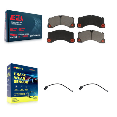 Front Ceramic Disc Brake Pads And Wear Sensor Pairs Kit For 2017 Porsche Macan 2.0L KCW-100635