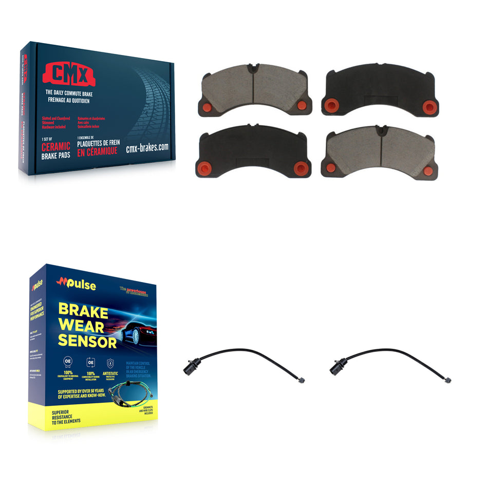 Front Ceramic Disc Brake Pads And Wear Sensor Pairs Kit For 2017 Porsche Macan 2.0L KCW-100635