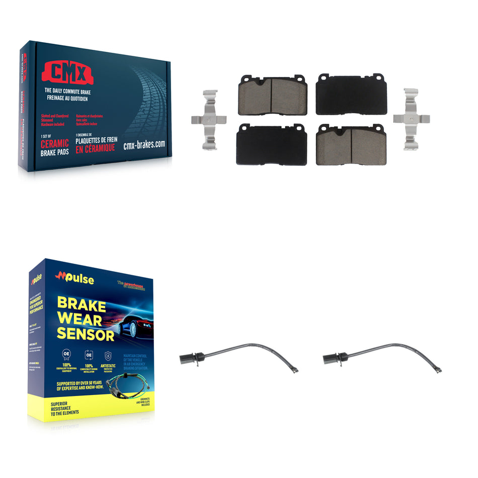 Front Ceramic Disc Brake Pads And Wear Sensor Pairs Kit For Audi Q5 KCW-100640