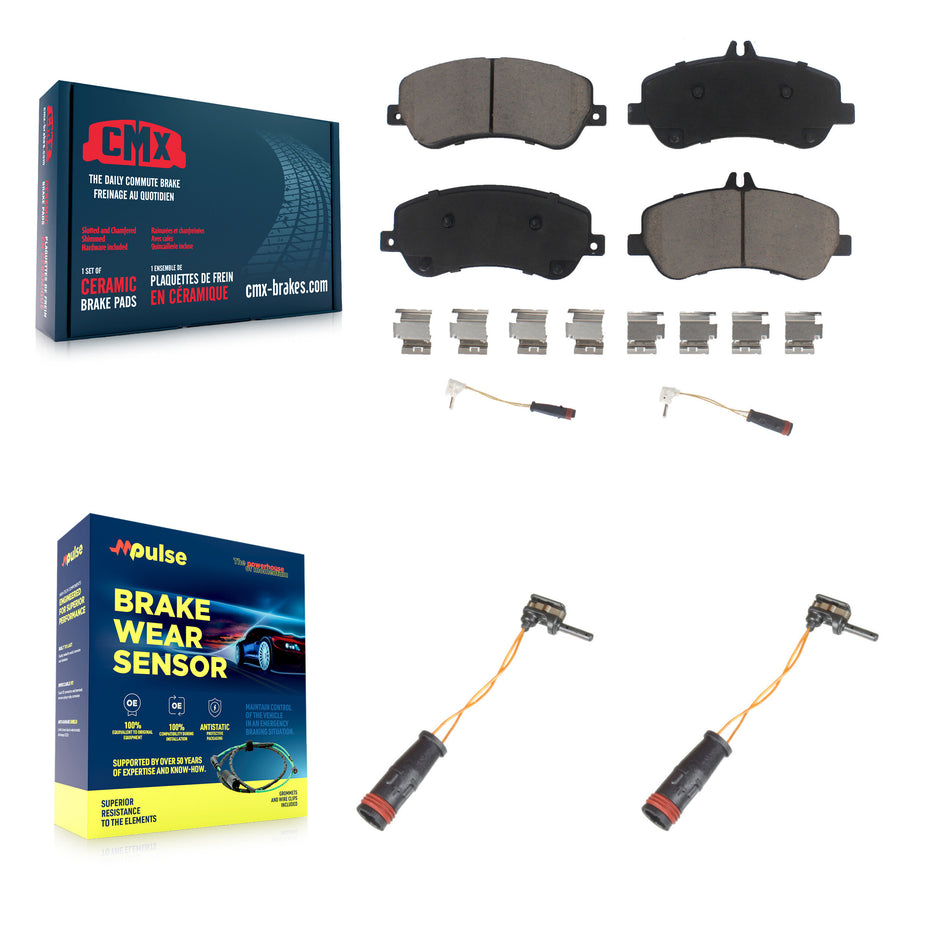 Front Ceramic Disc Brake Pad & Extra Wear Sensor Pair Kit For Mercedes-Benz GLK350 GLK250 KCW-100648