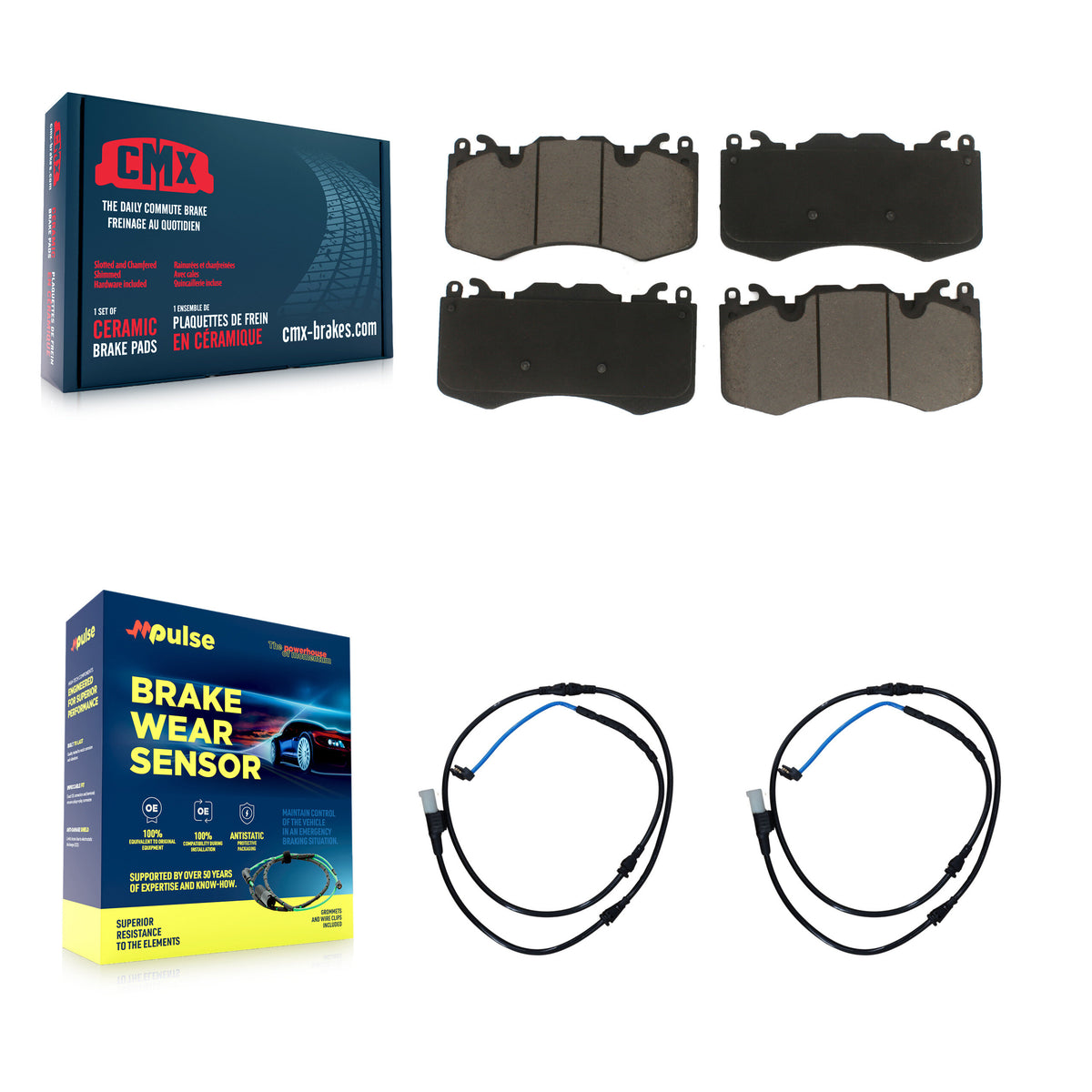 Front Ceramic Brake Pads Wear Sensor Pair Kit For Land Rover Range Sport with 380mm Rotor KCW-100651