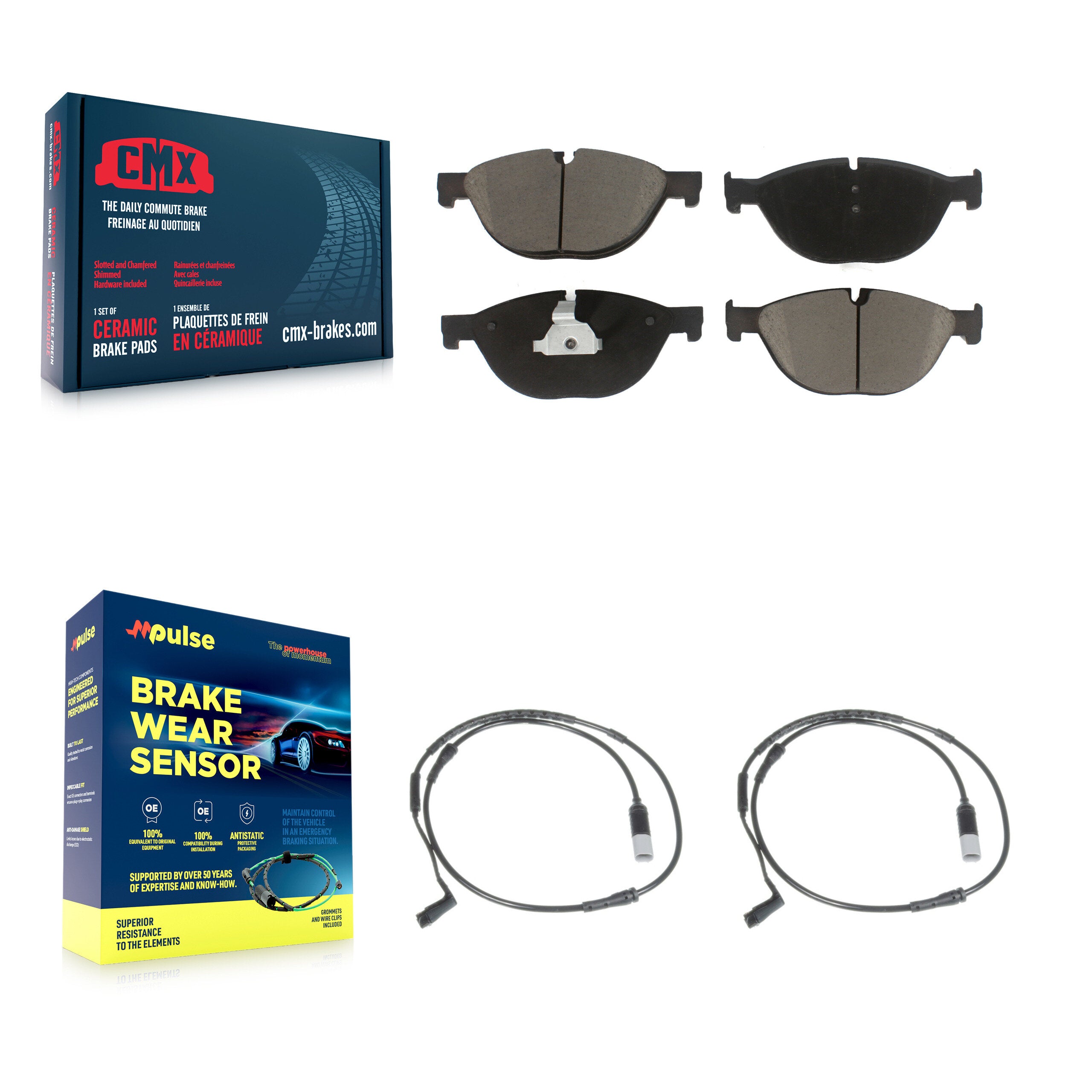Front Ceramic Disc Brake Pads And Wear Sensor Pairs Kit For 2009 BMW 750i 750Li KCW-100668