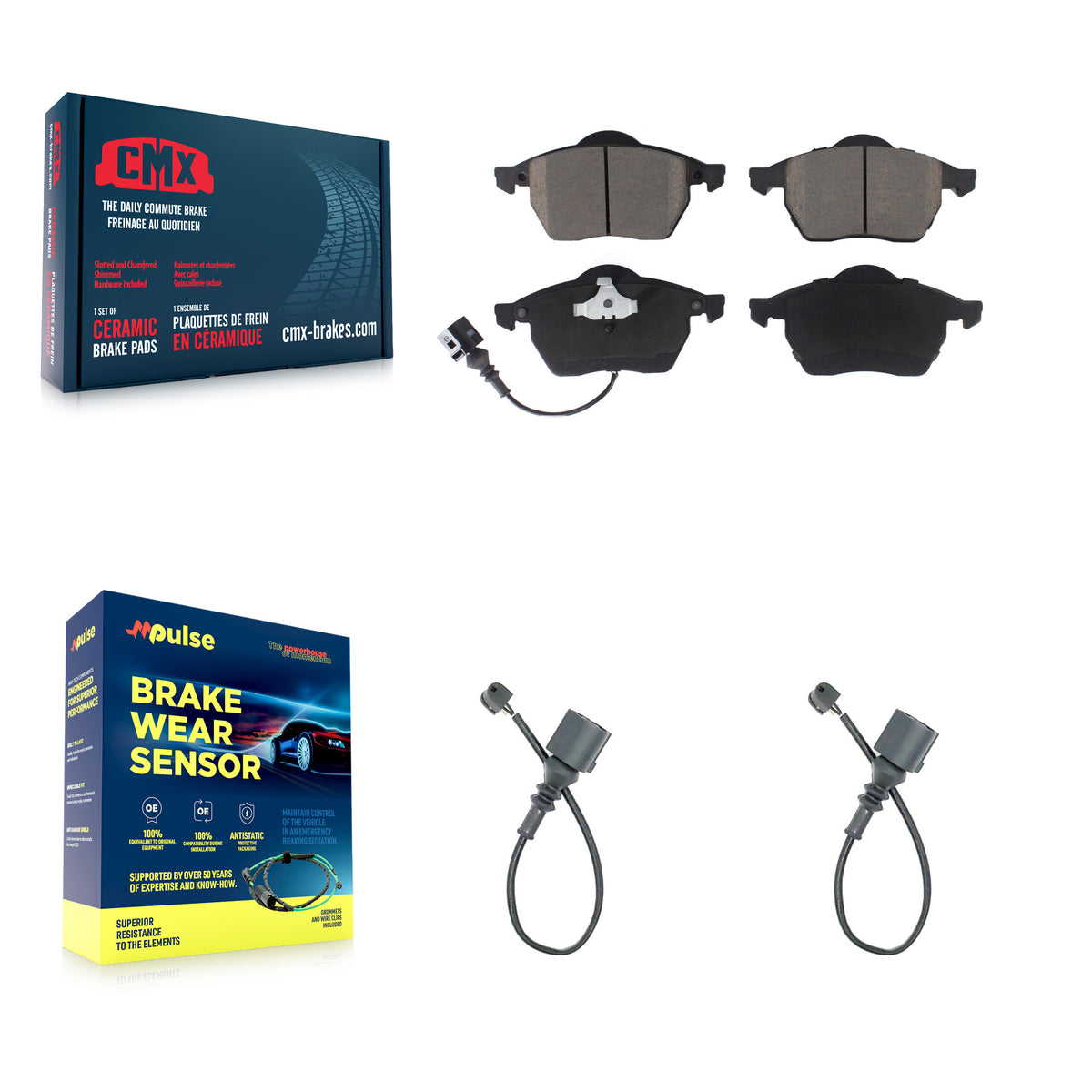 Front Ceramic Brake Pad And Extra Wear Sensor Pair Kit For 2004-2006 Audi TT Quattro 1.8L KCW-100669
