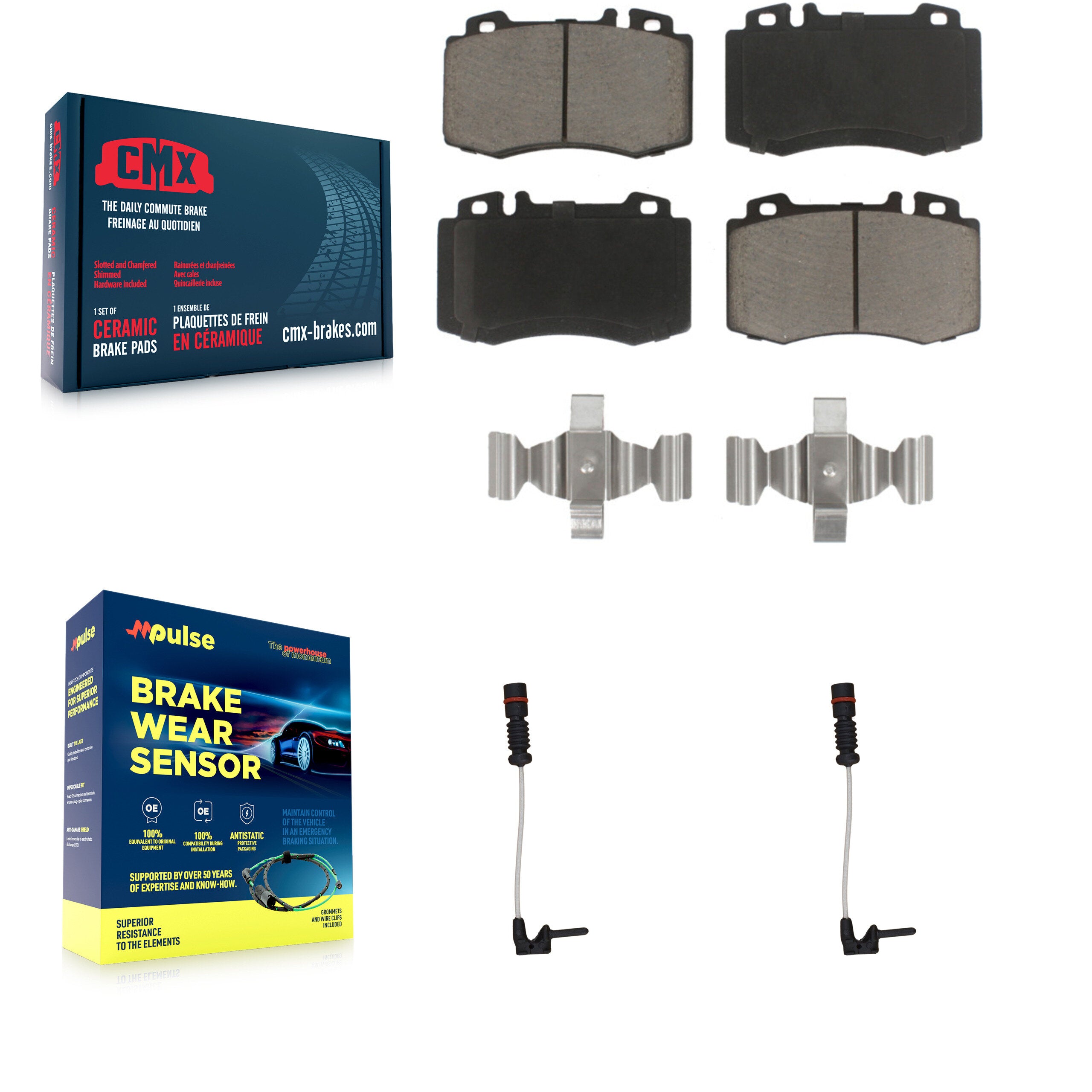 Front Ceramic Brake Pad And Wear Sensor Pair Kit For Mercedes-Benz SL500 SL600 S600 CL500 KCW-100674