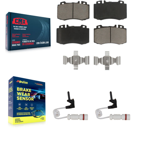 Front Ceramic Disc Brake Pads Wear Sensor Pair Kit For Mercedes-Benz ML500 ML430 ML55 AMG KCW-100678